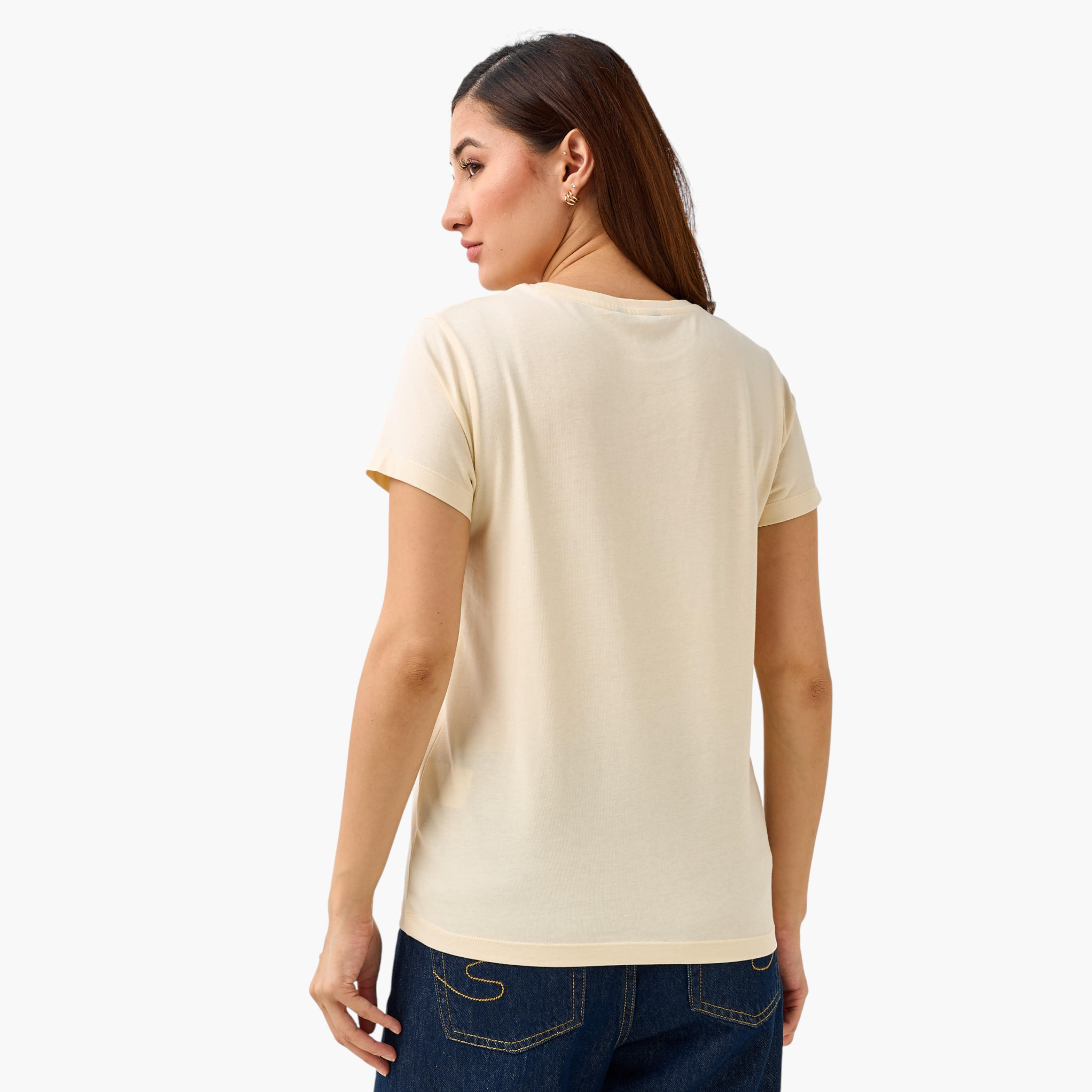 Regular Fit Cotton T-shirt with Graphic Print-women-clothing-tshirts-image-4