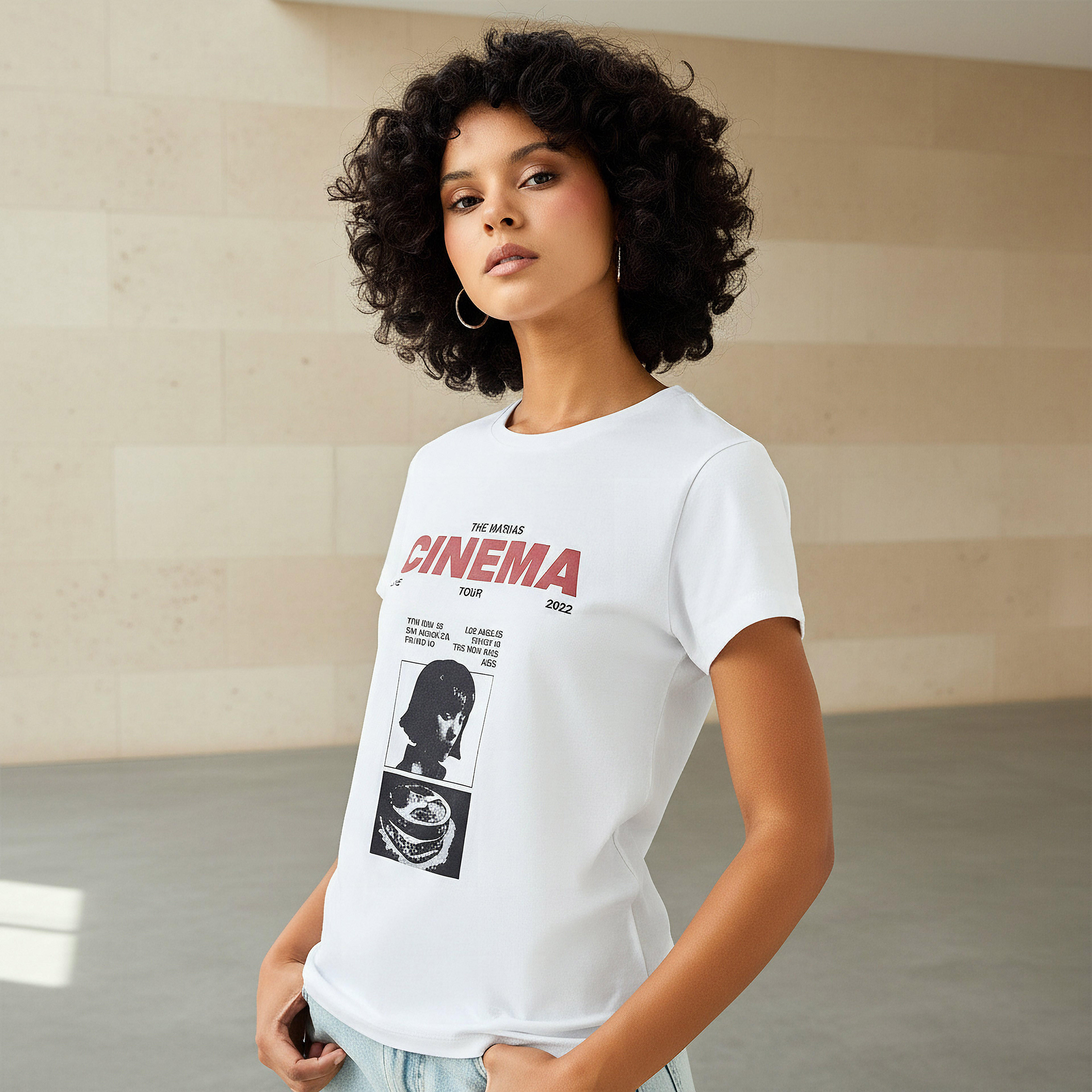 Regular Fit Cotton T-shirt with Graphic Print-women-clothing-tshirts-image-1