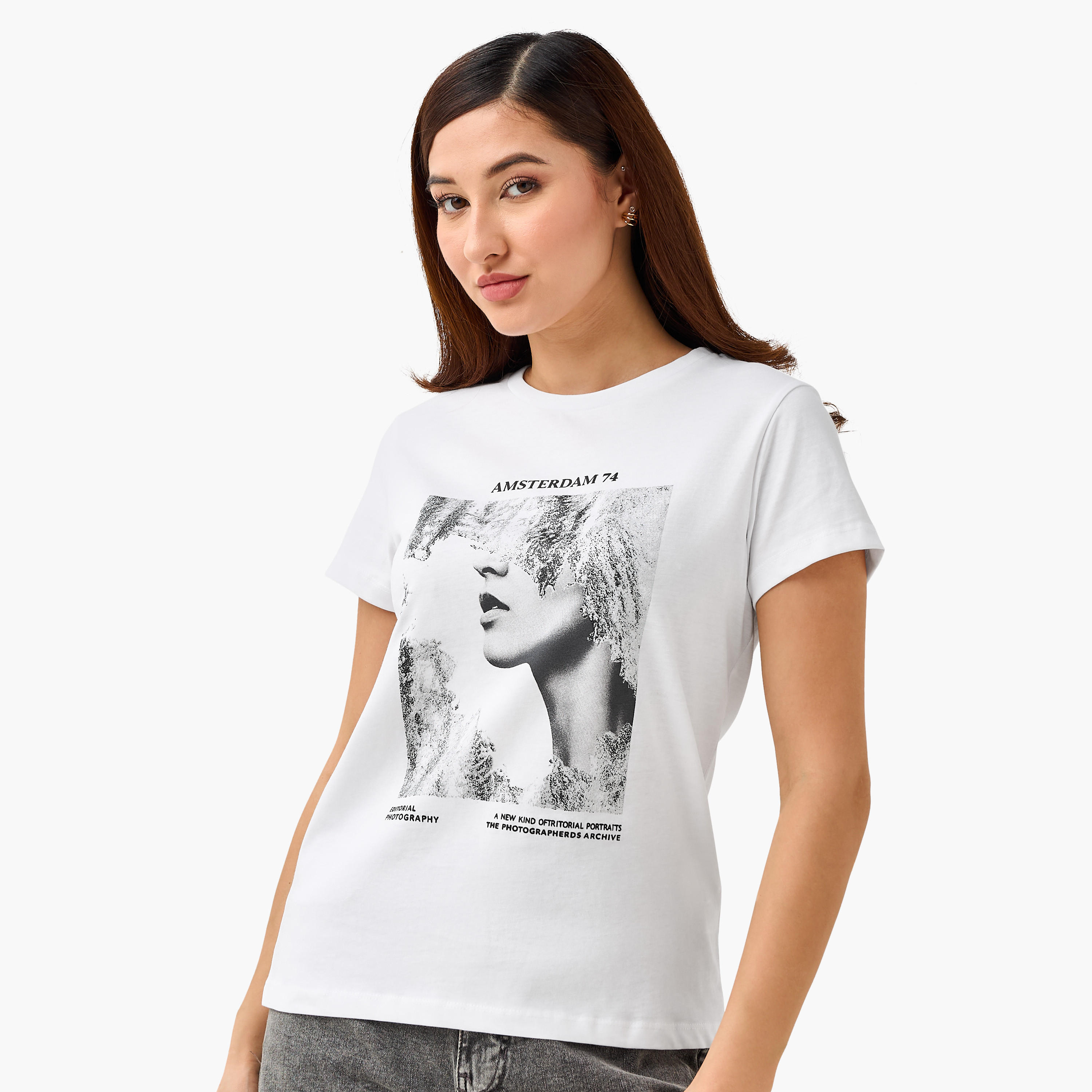 Regular Fit Cotton T-shirt with Graphic Print-women-clothing-tshirts-image-3