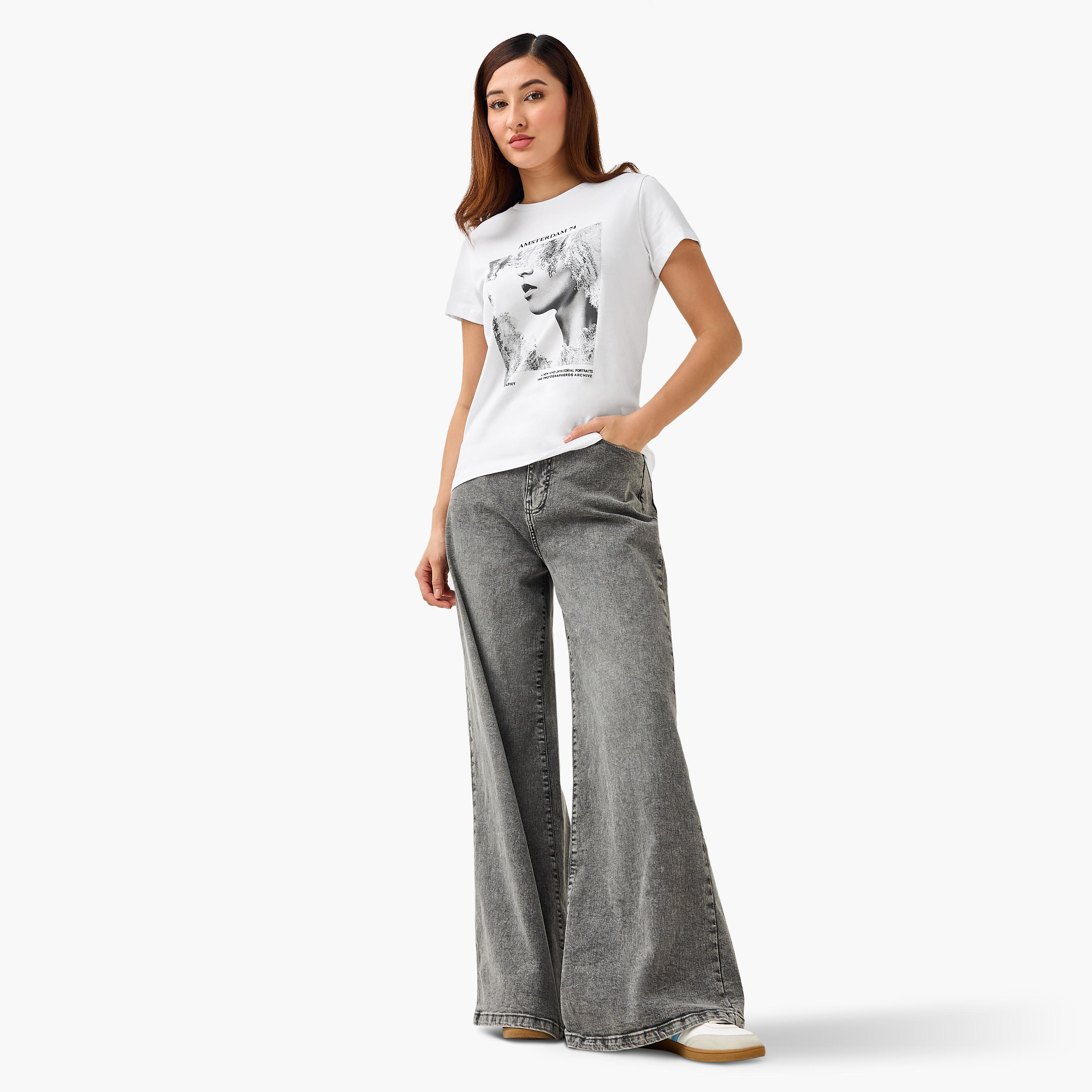 Regular Fit Cotton T-shirt with Graphic Print-women-clothing-tshirts-image-4
