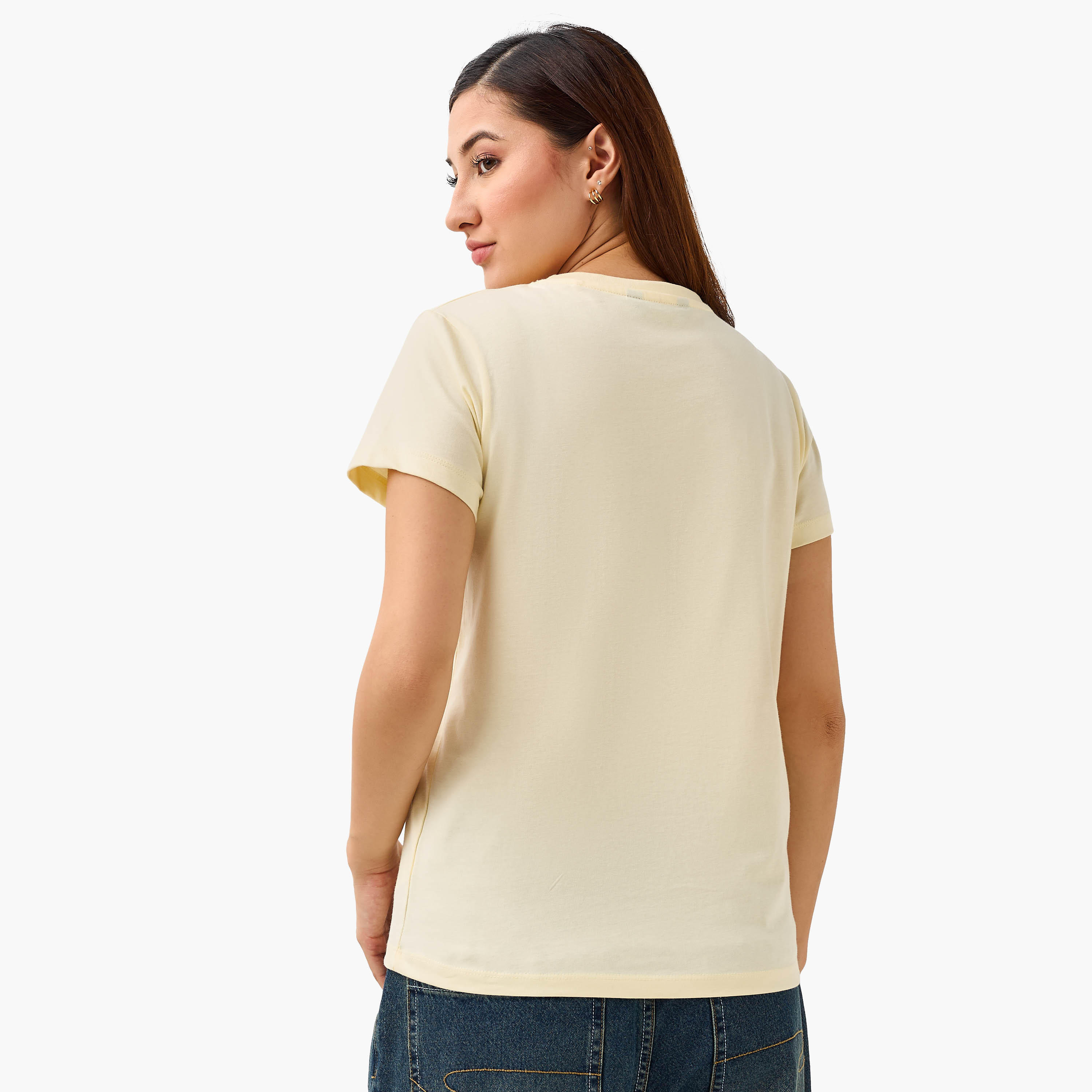 Regular Fit Cotton T-shirt with Embroidery-women-clothing-tshirts-image-5