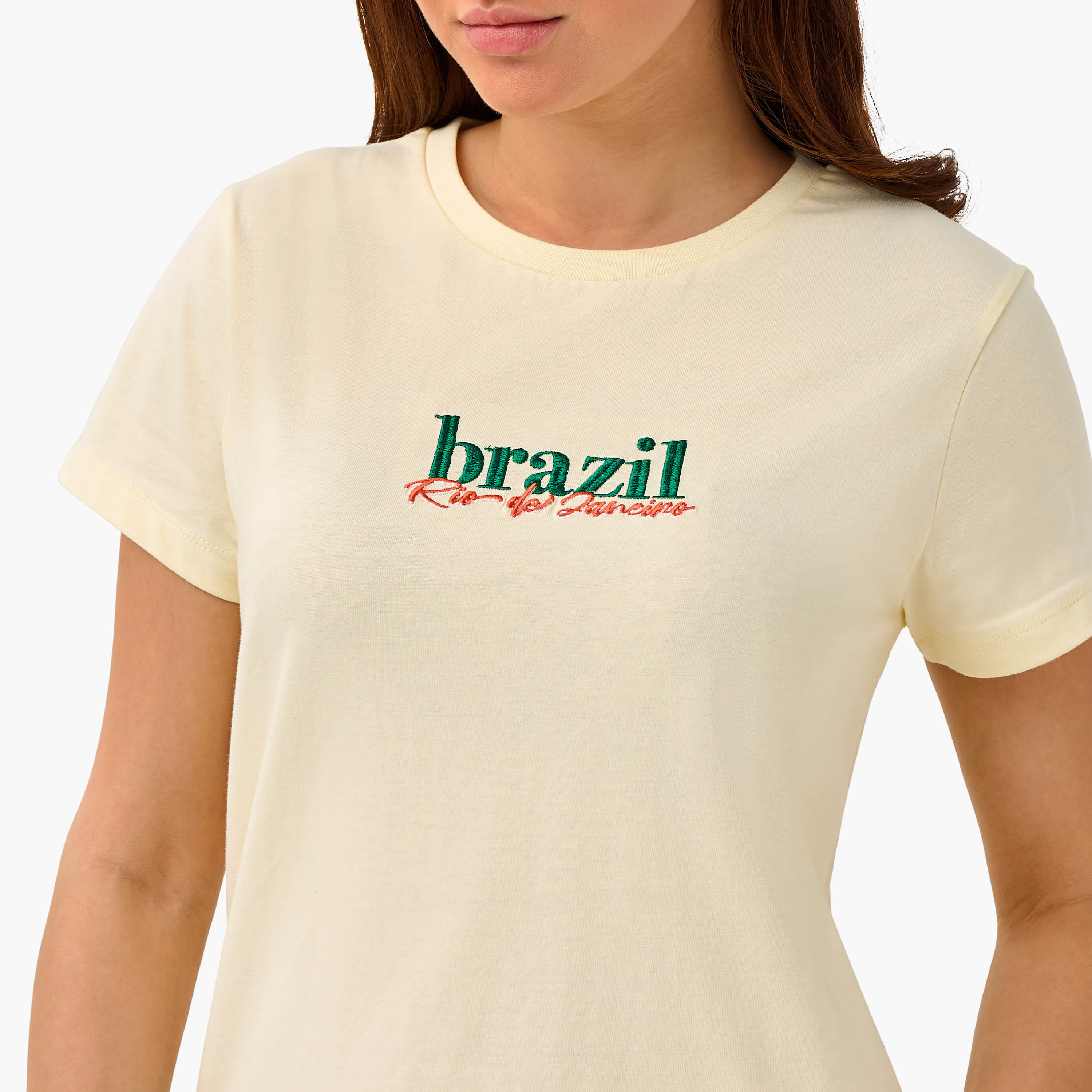 Regular Fit Cotton T-shirt with Embroidery-women-clothing-tshirts-image-6