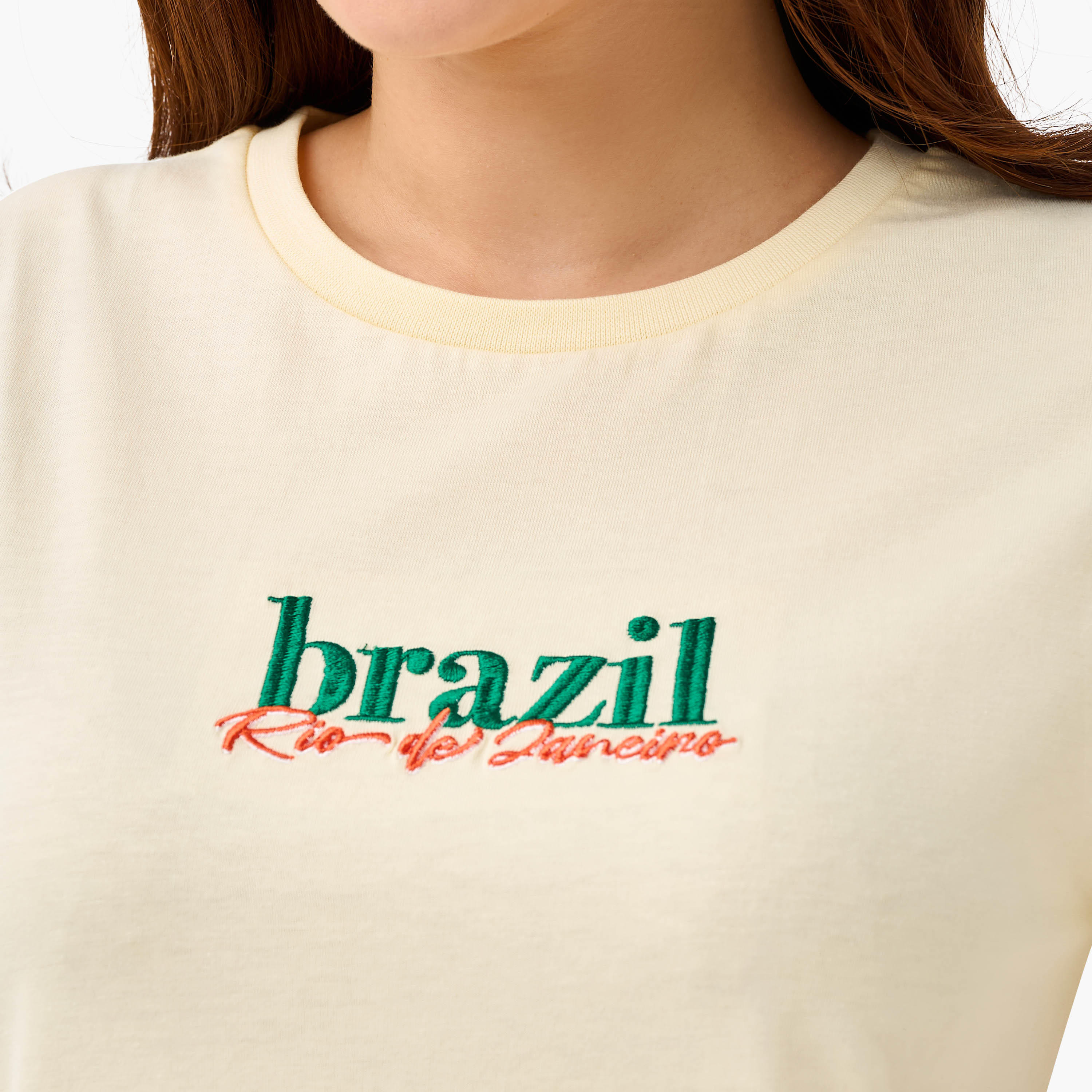 Regular Fit Cotton T-shirt with Embroidery-women-clothing-tshirts-image-7