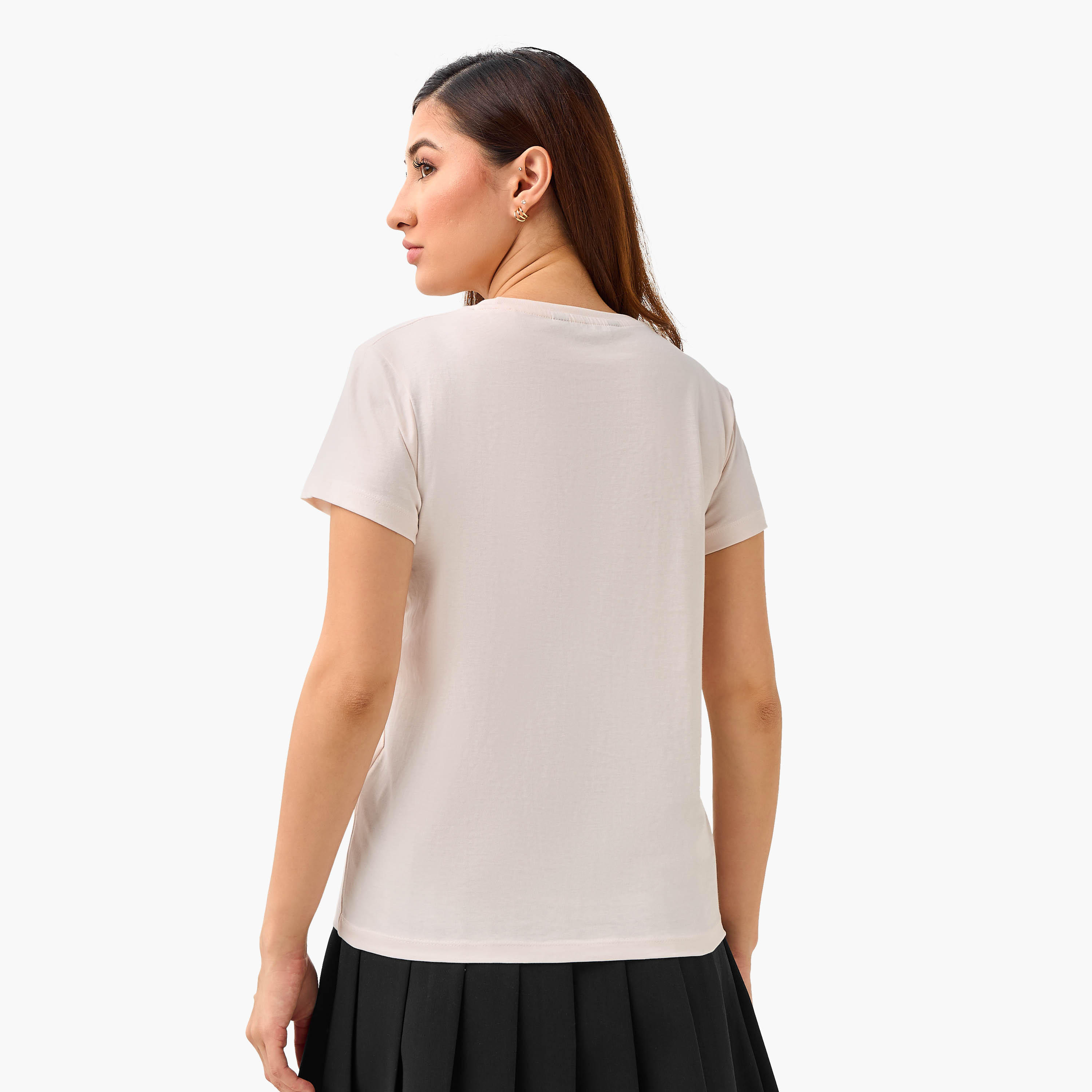 Regular Fit Cotton T-shirt with Embroidery-women-clothing-tshirts-image-3