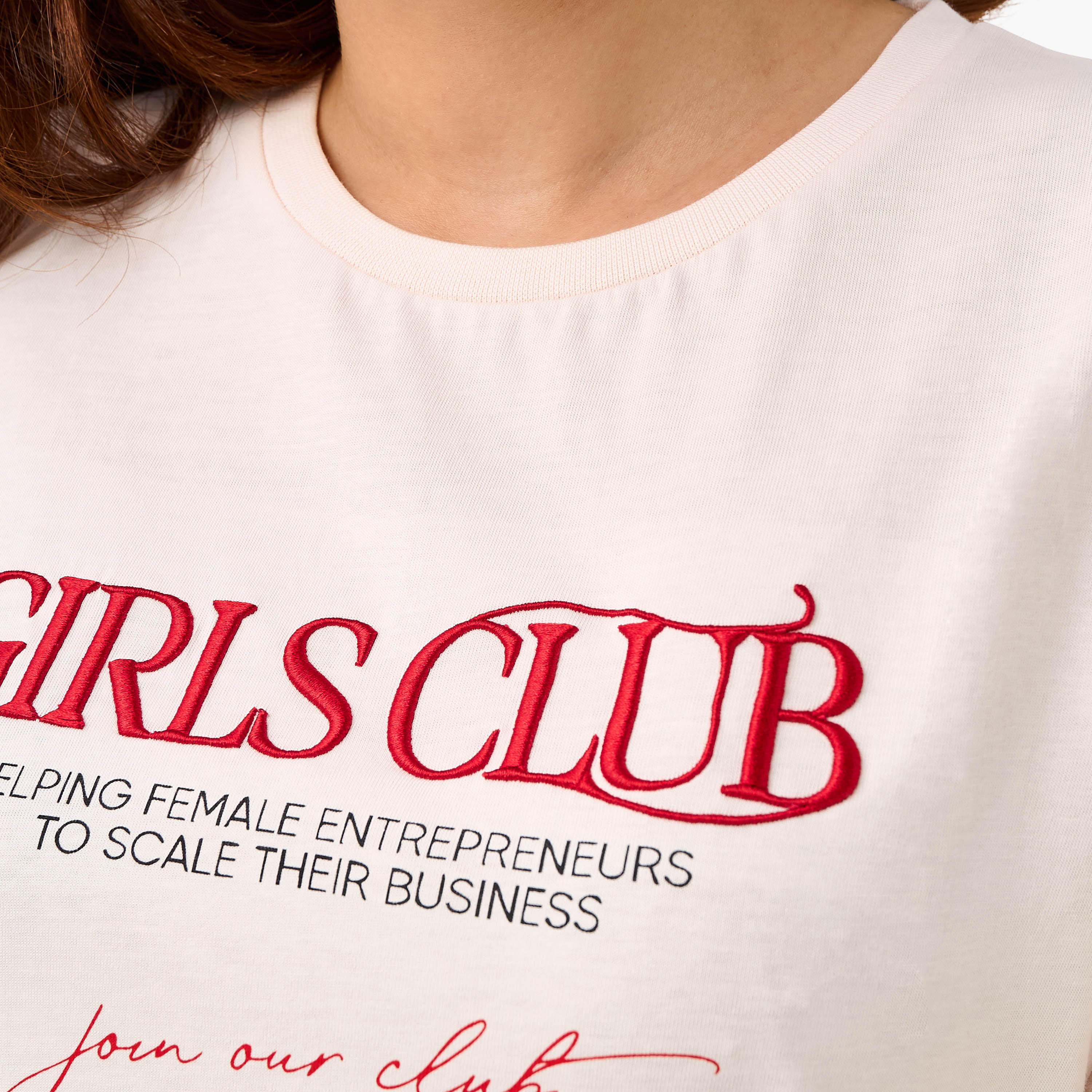 Regular Fit Cotton T-shirt with Embroidery-women-clothing-tshirts-image-5