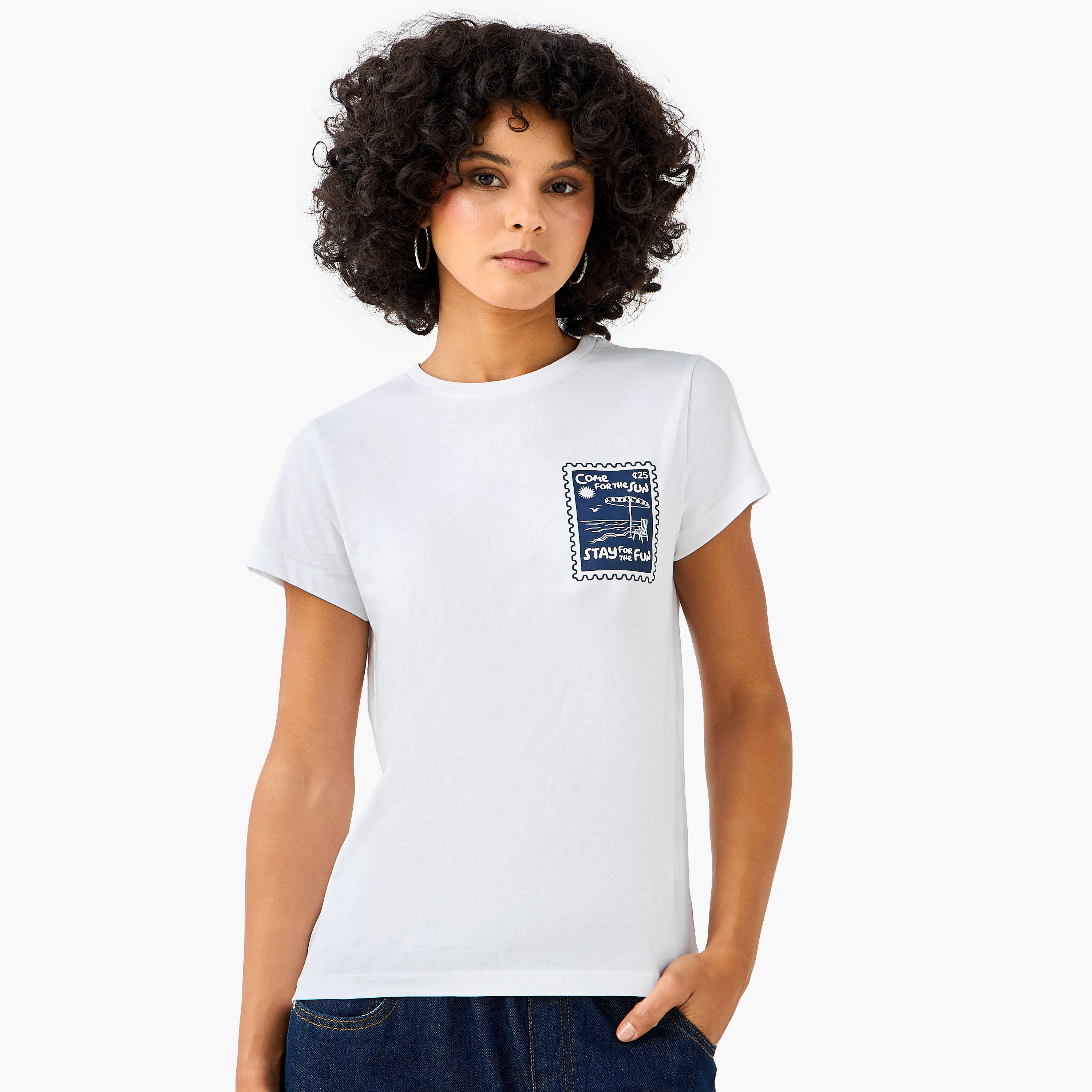 تيشيرت قطن بقصة عادية وطبعات-women-clothing-tshirts-image-5