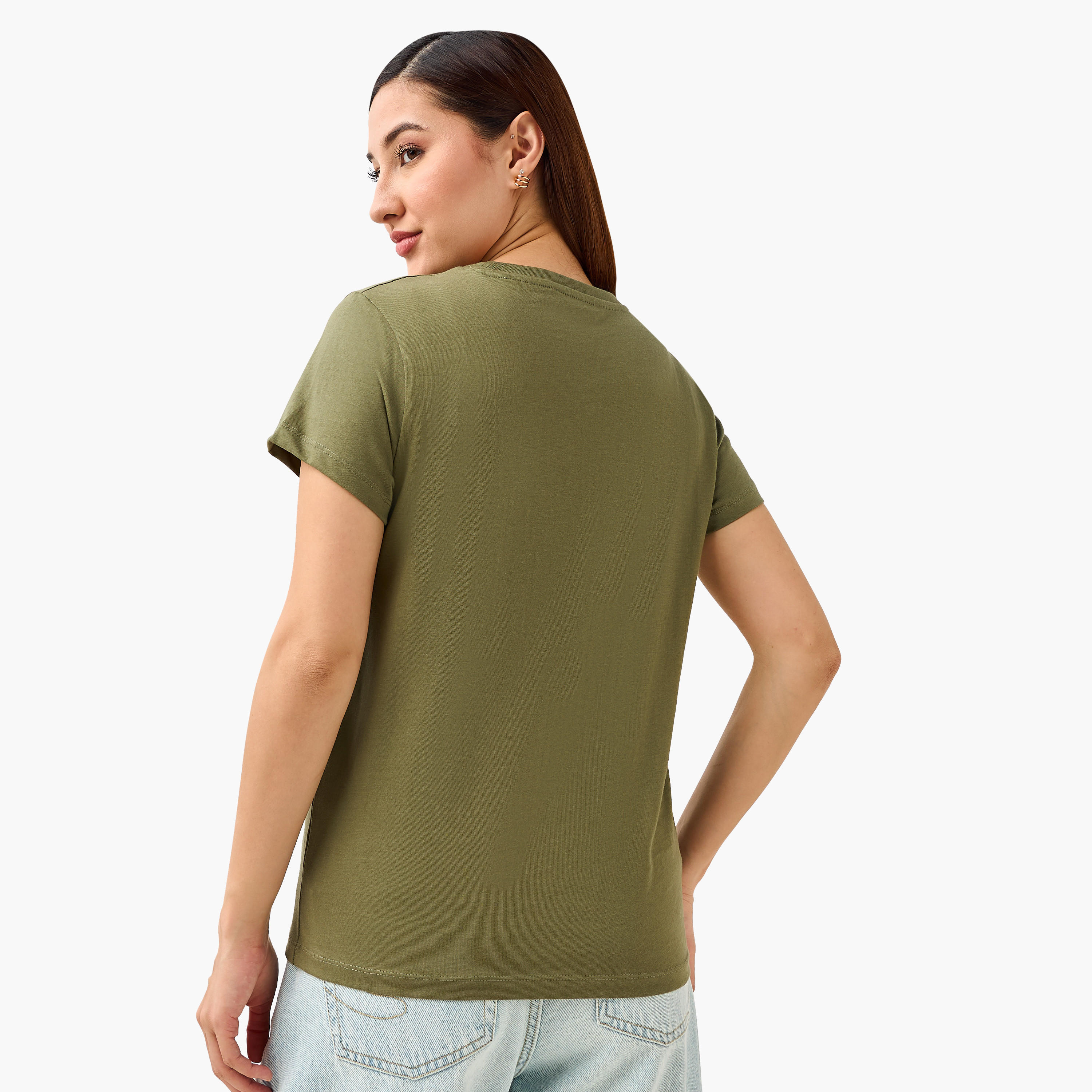 Regular Fit Cotton T-shirt with Graphic Print-women-clothing-tshirts-image-5