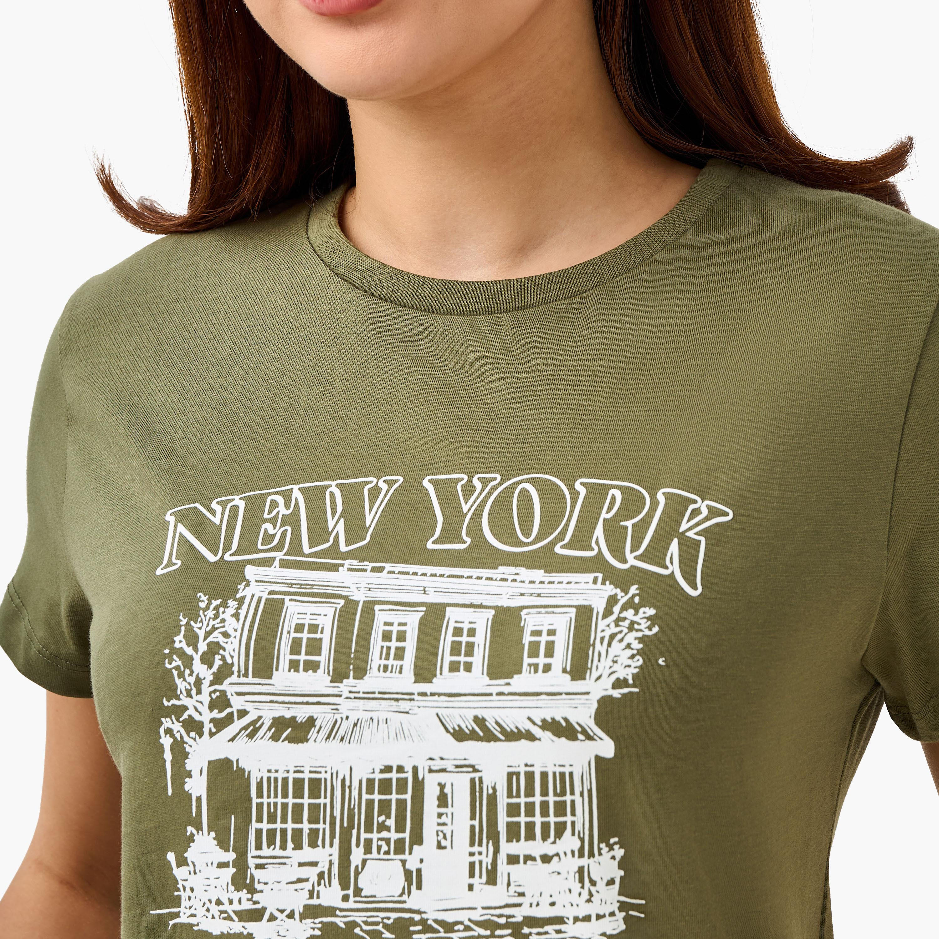Regular Fit Cotton T-shirt with Graphic Print-women-clothing-tshirts-image-6