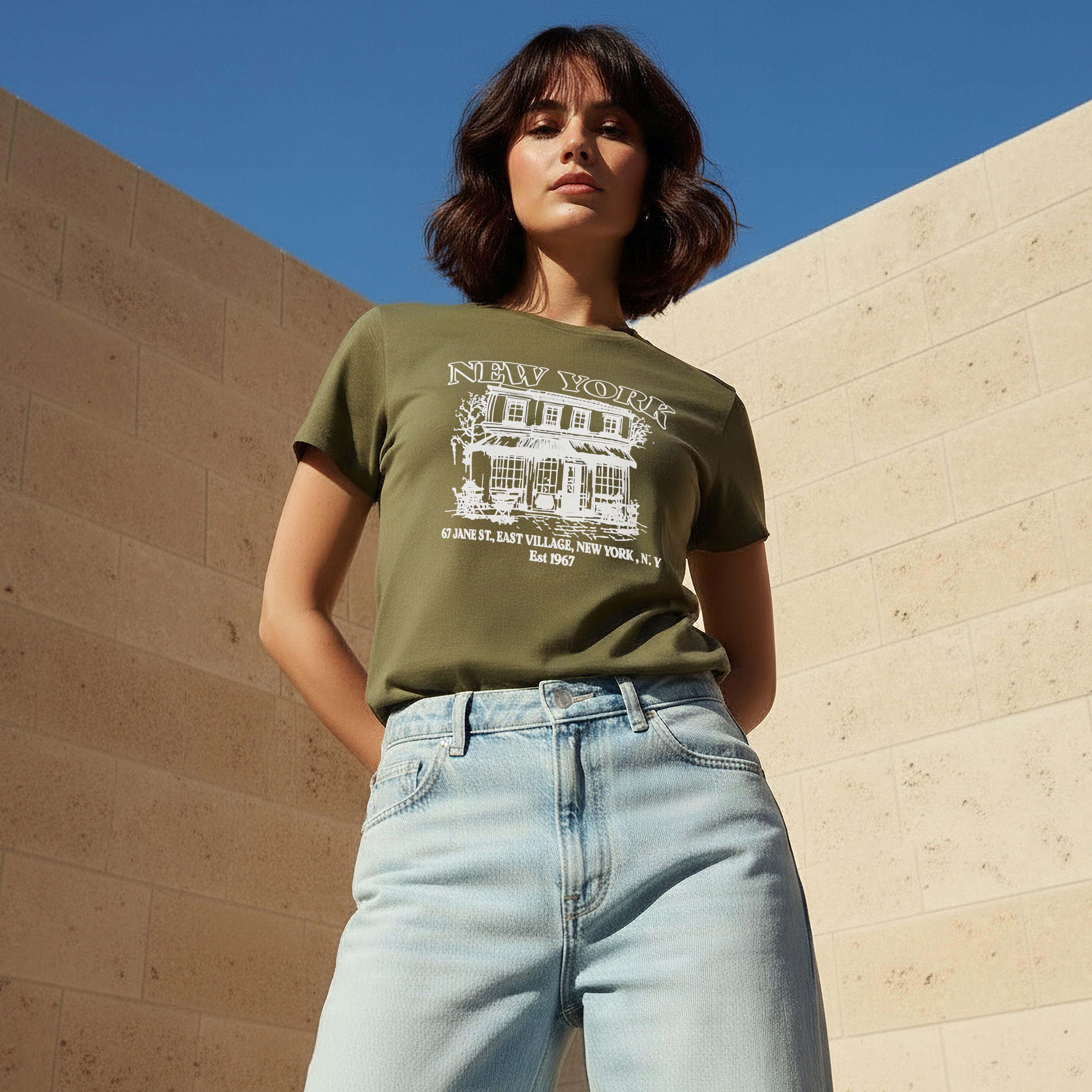 Regular Fit Cotton T-shirt with Graphic Print-women-clothing-tshirts-image-1