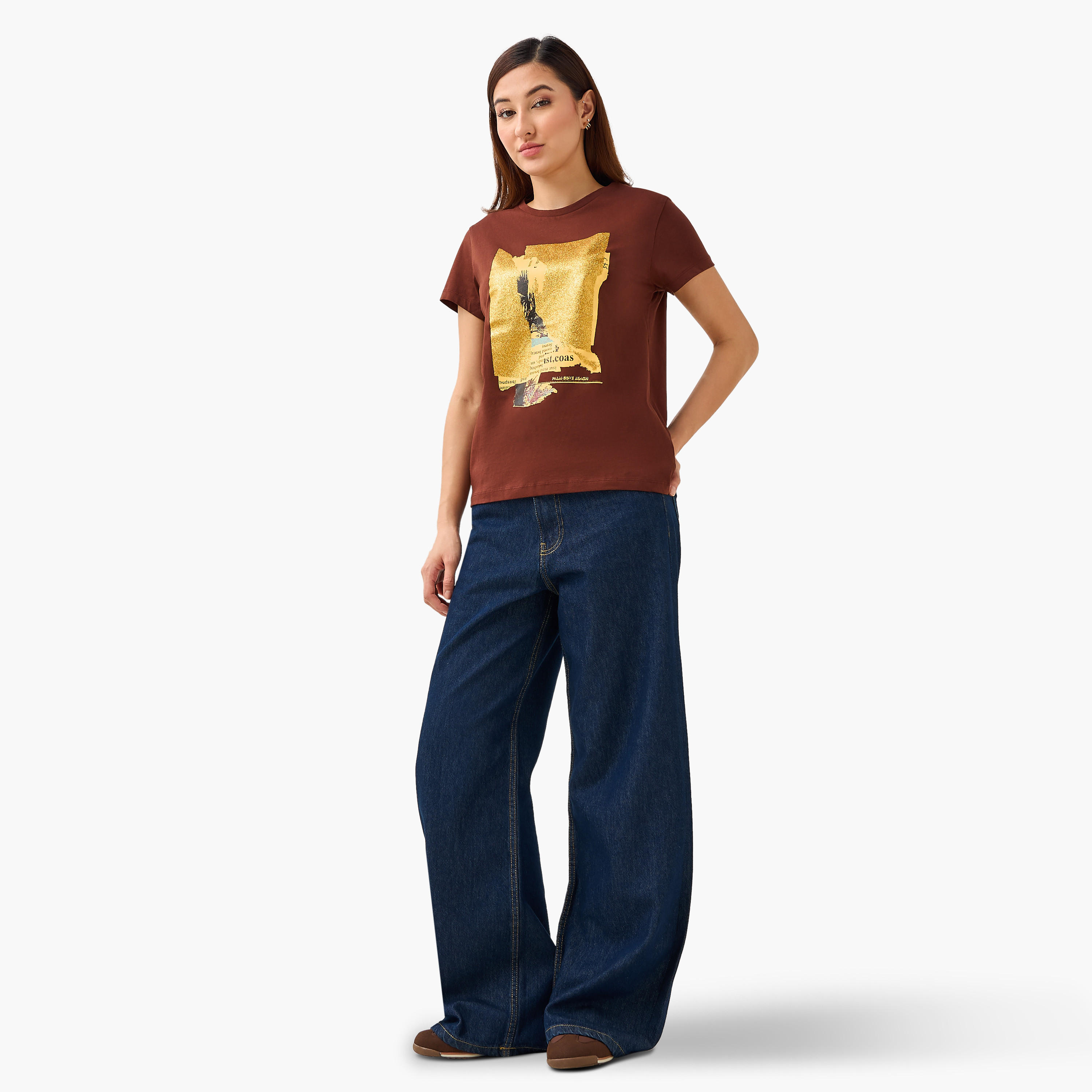 Regular Fit Cotton T-shirt with Graphic Print-women-clothing-tshirts-image-2