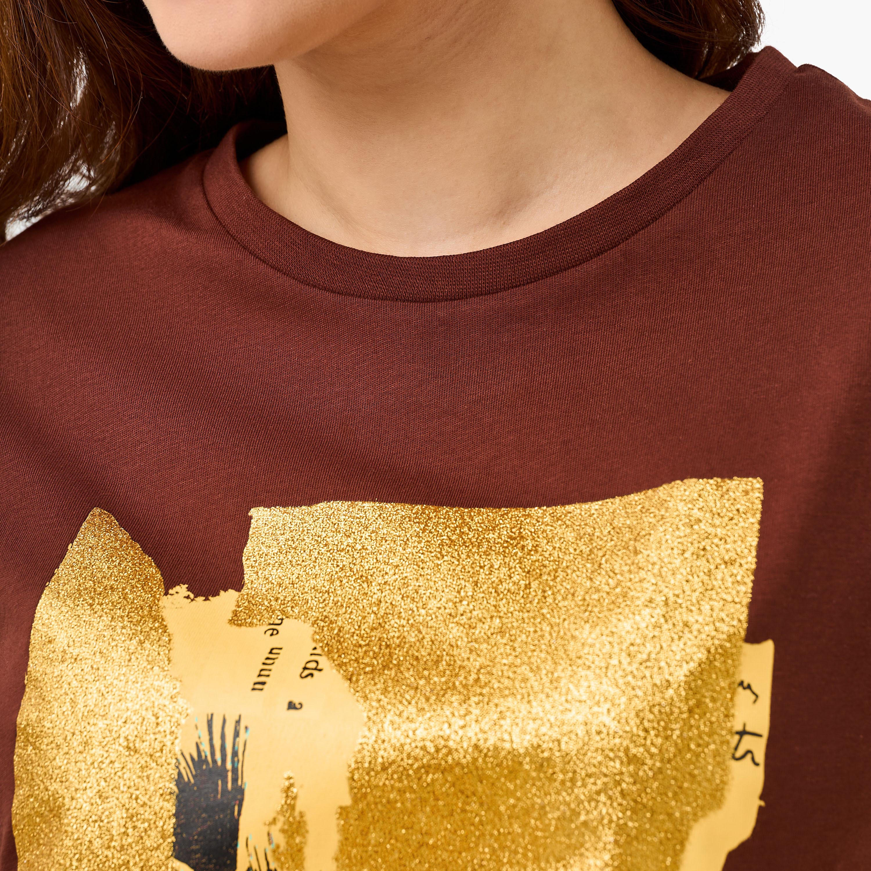 Regular Fit Cotton T-shirt with Graphic Print-women-clothing-tshirts-image-4