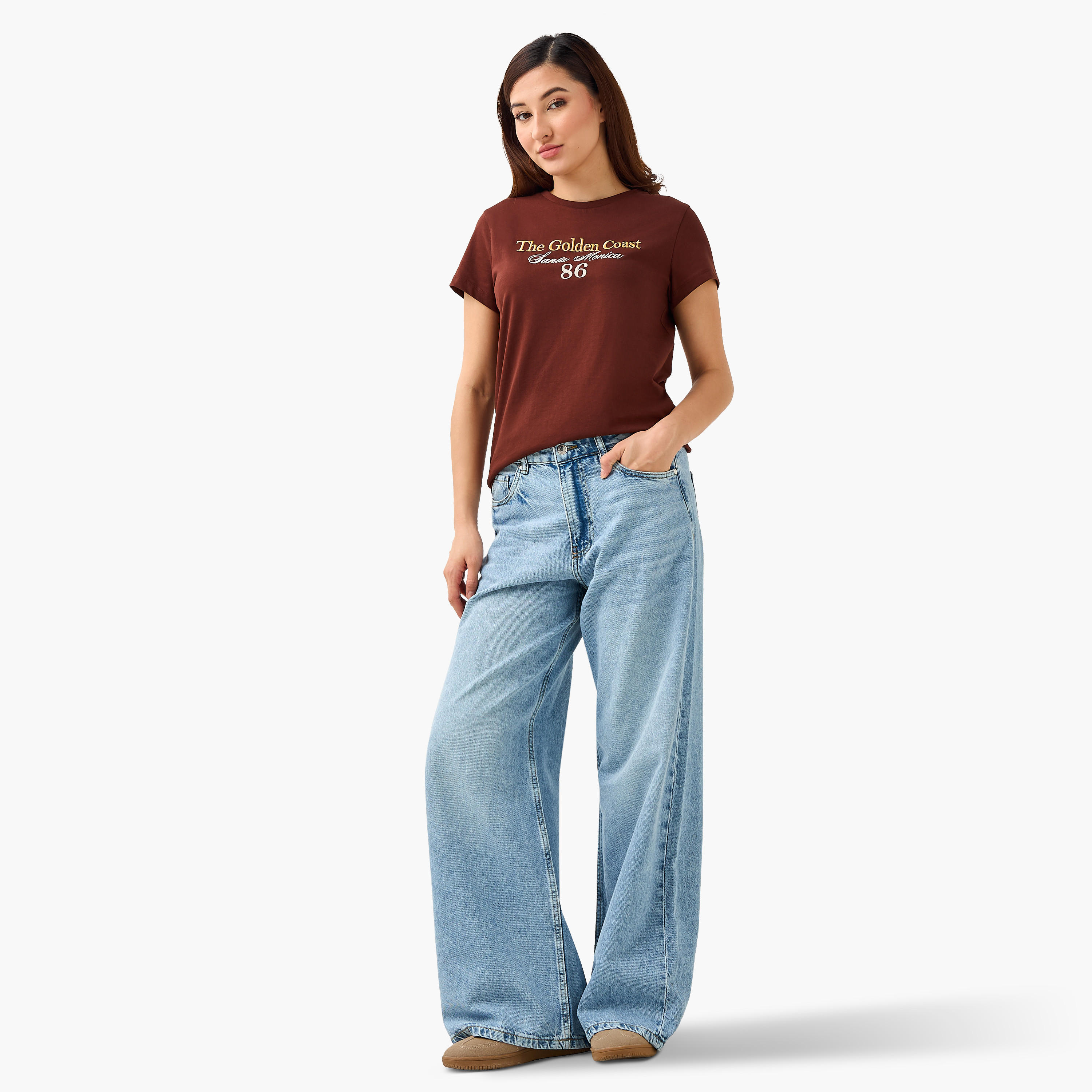 Regular Fit Cotton T-shirt with Embellishments-women-clothing-tshirts-image-2