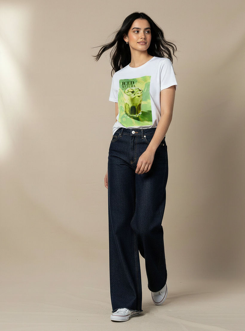 Regular Fit Cotton T-shirt with Graphic Print-women-clothing-tshirts-image-2