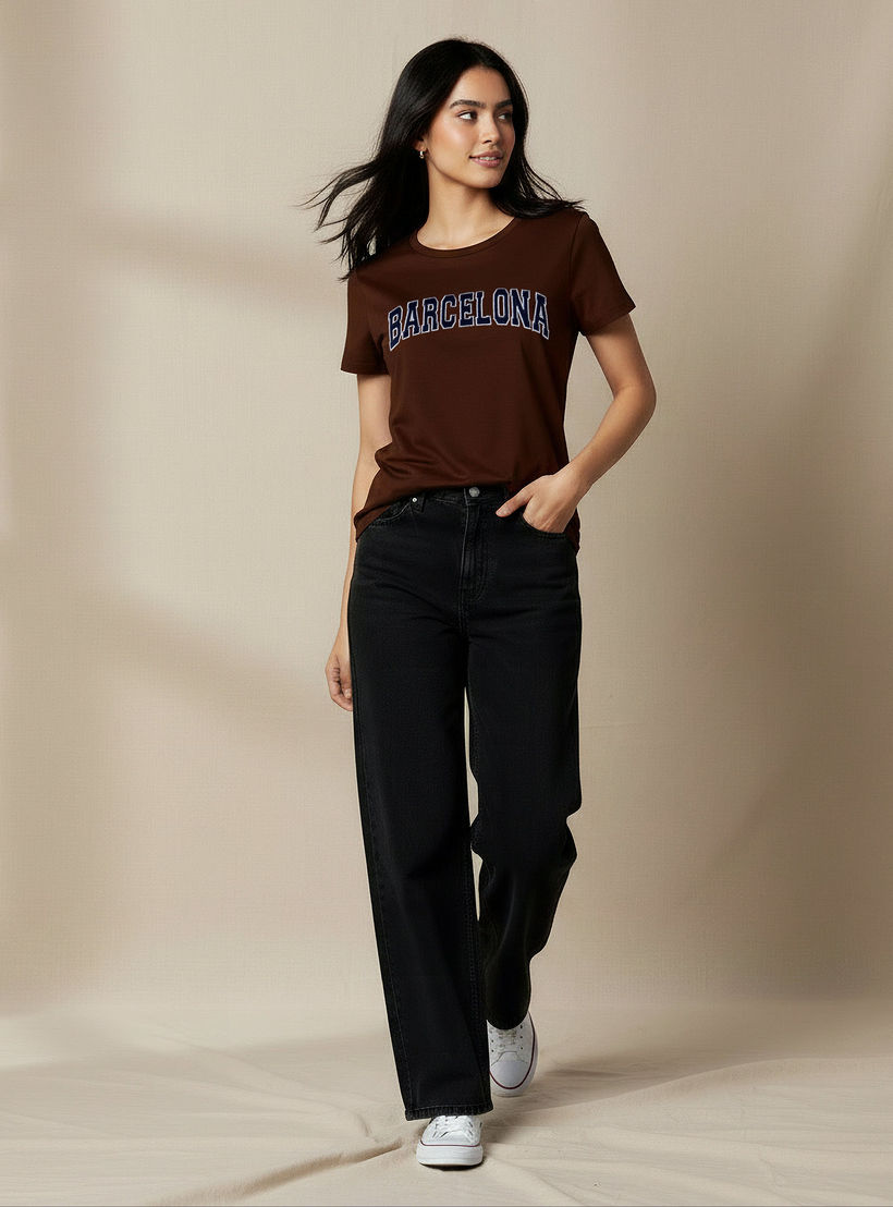 Regular Fit Cotton T-shirt with Embroidery-women-clothing-tshirts-image-2