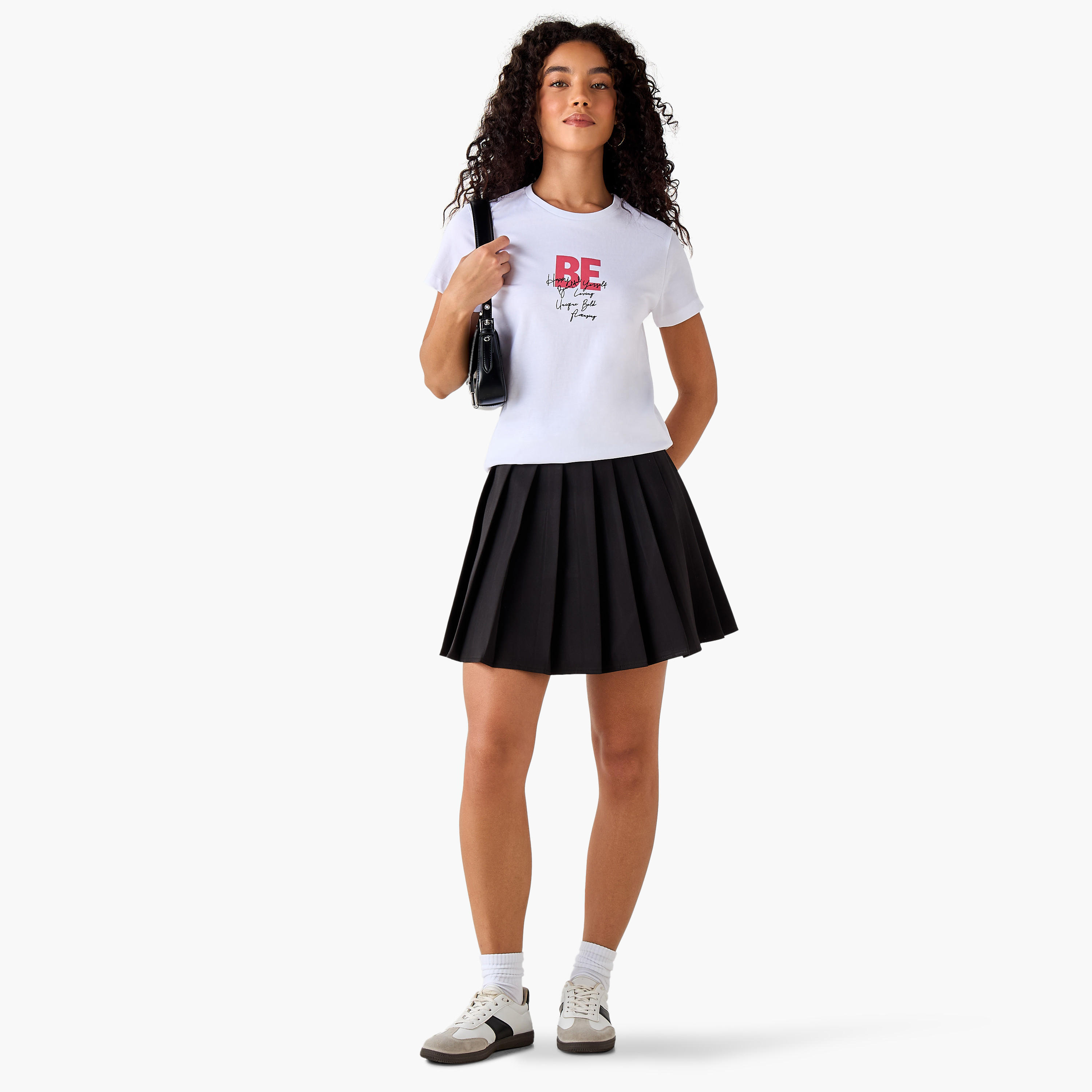 Regular Fit Cotton T-shirt with Typographic Print-women-clothing-tshirts-image-3