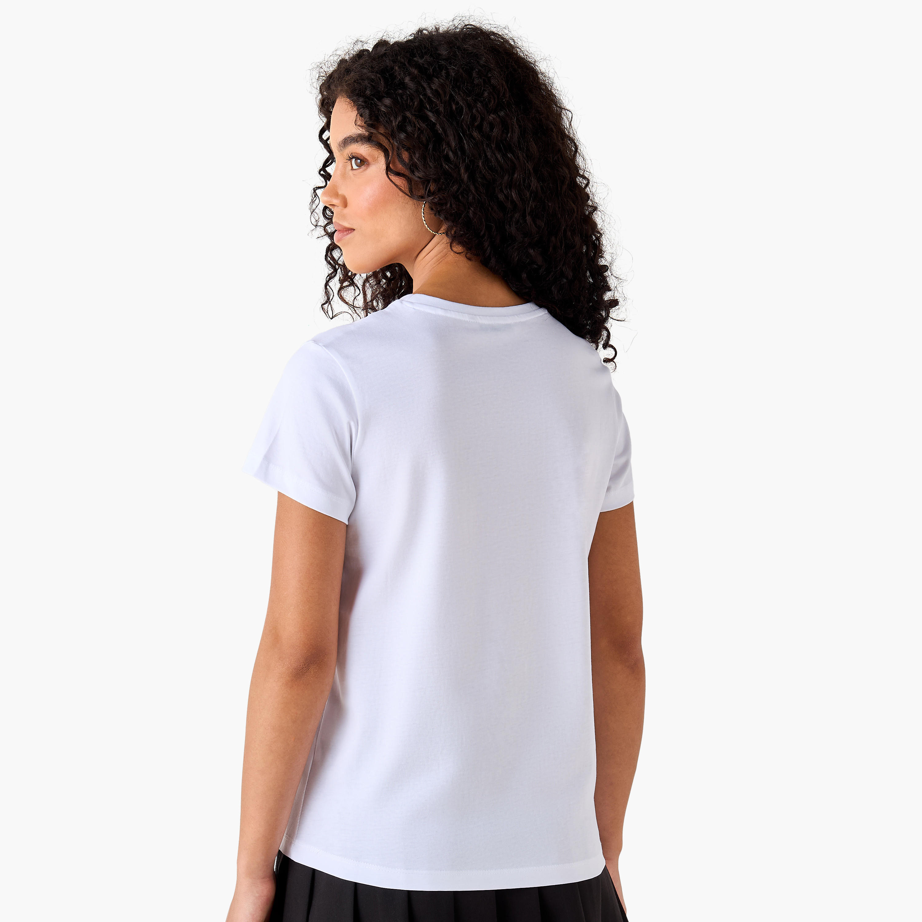 Regular Fit Cotton T-shirt with Typographic Print-women-clothing-tshirts-image-4