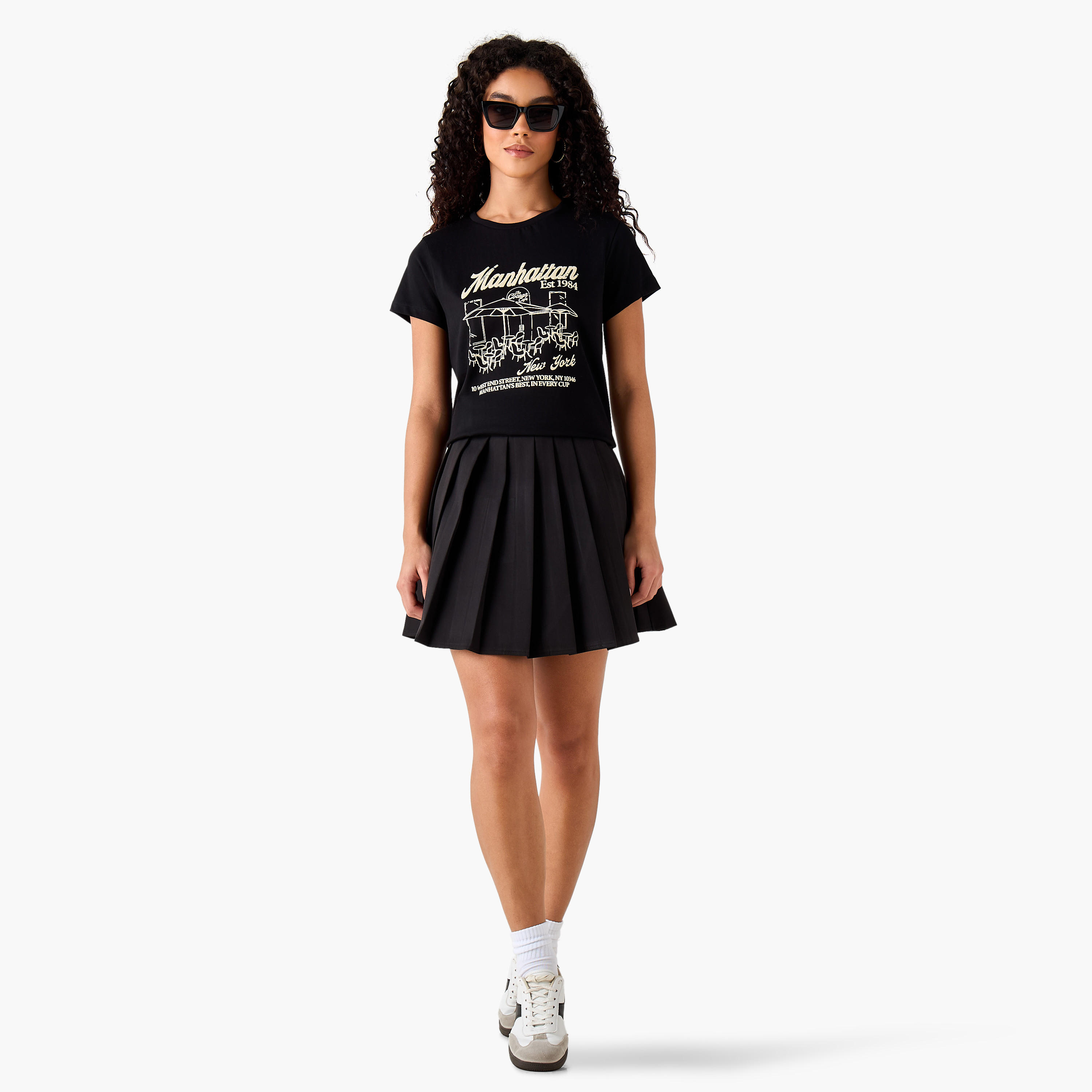 Regular Fit Cotton T-shirt with Typographic Print-women-clothing-tshirts-image-4