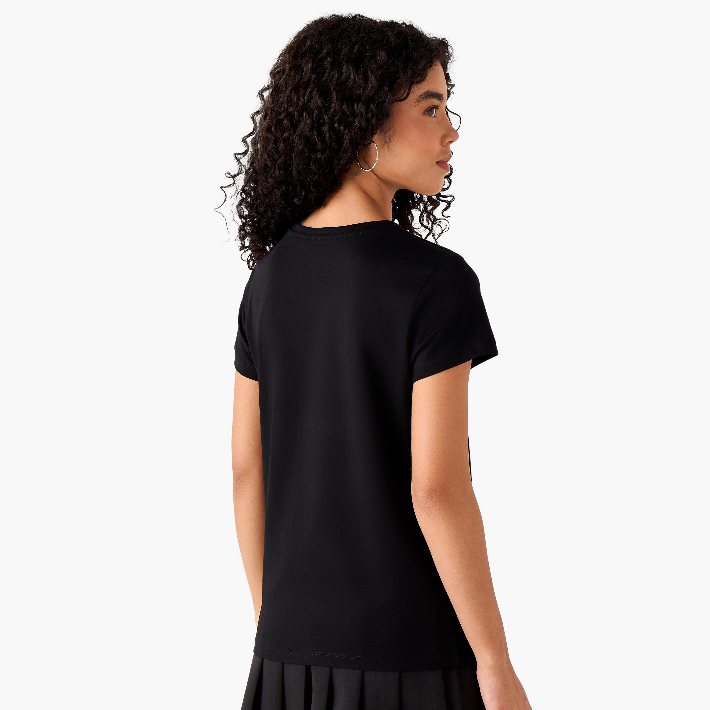 Regular Fit Cotton T-shirt with Typographic Print-women-clothing-tshirts-image-5