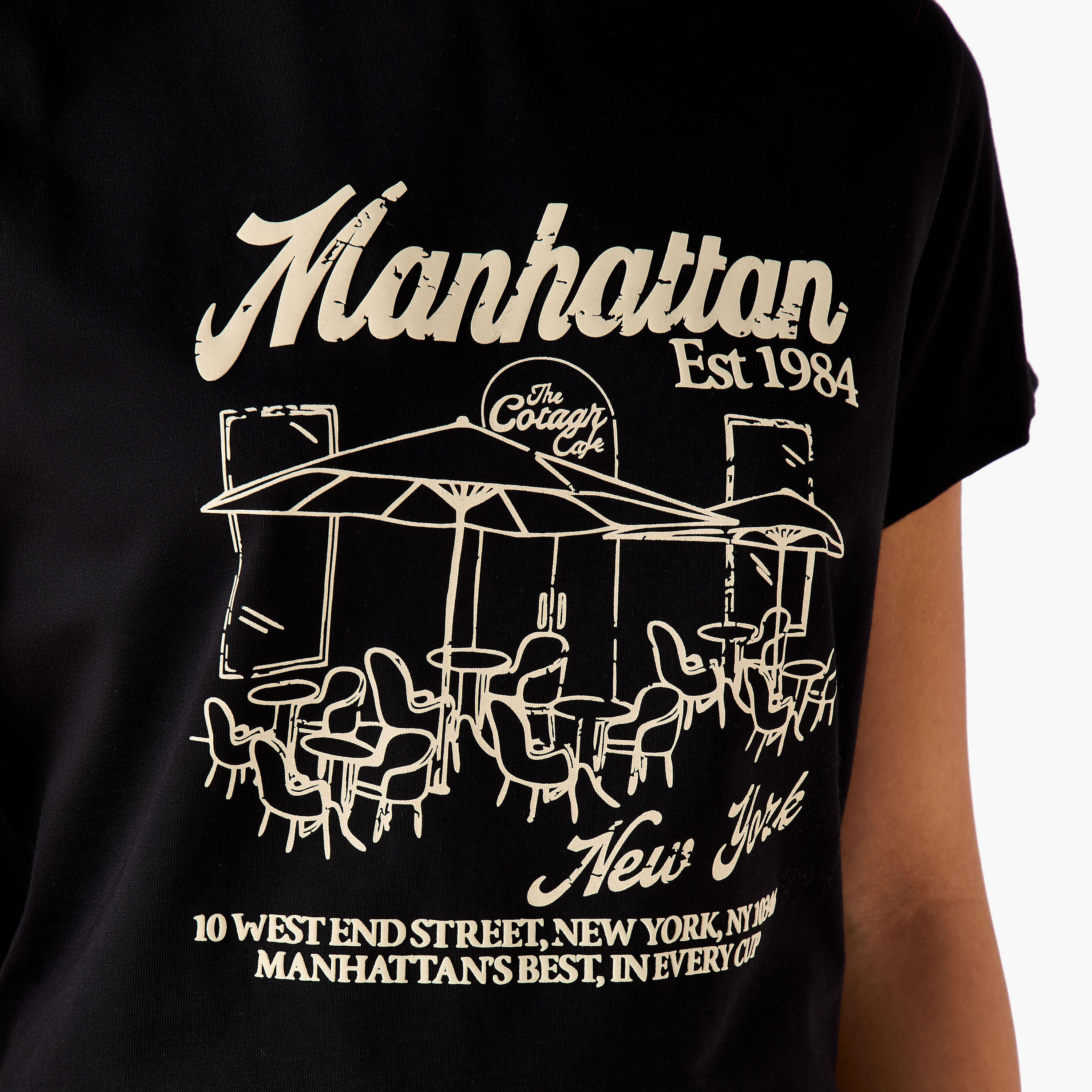 Regular Fit Cotton T-shirt with Typographic Print-women-clothing-tshirts-image-7