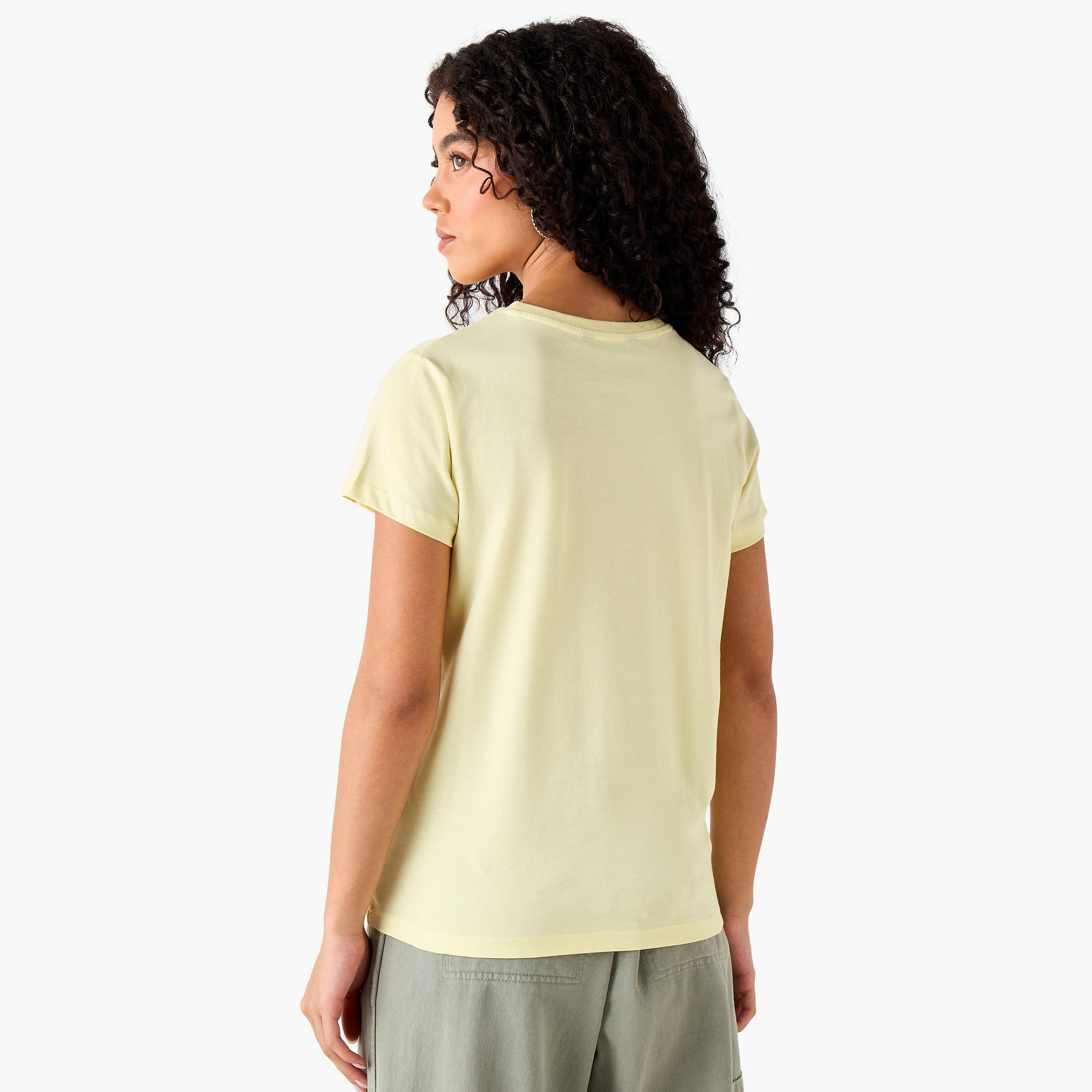 Regular Fit Cotton T-shirt with Typographic Print-women-clothing-tshirts-image-4
