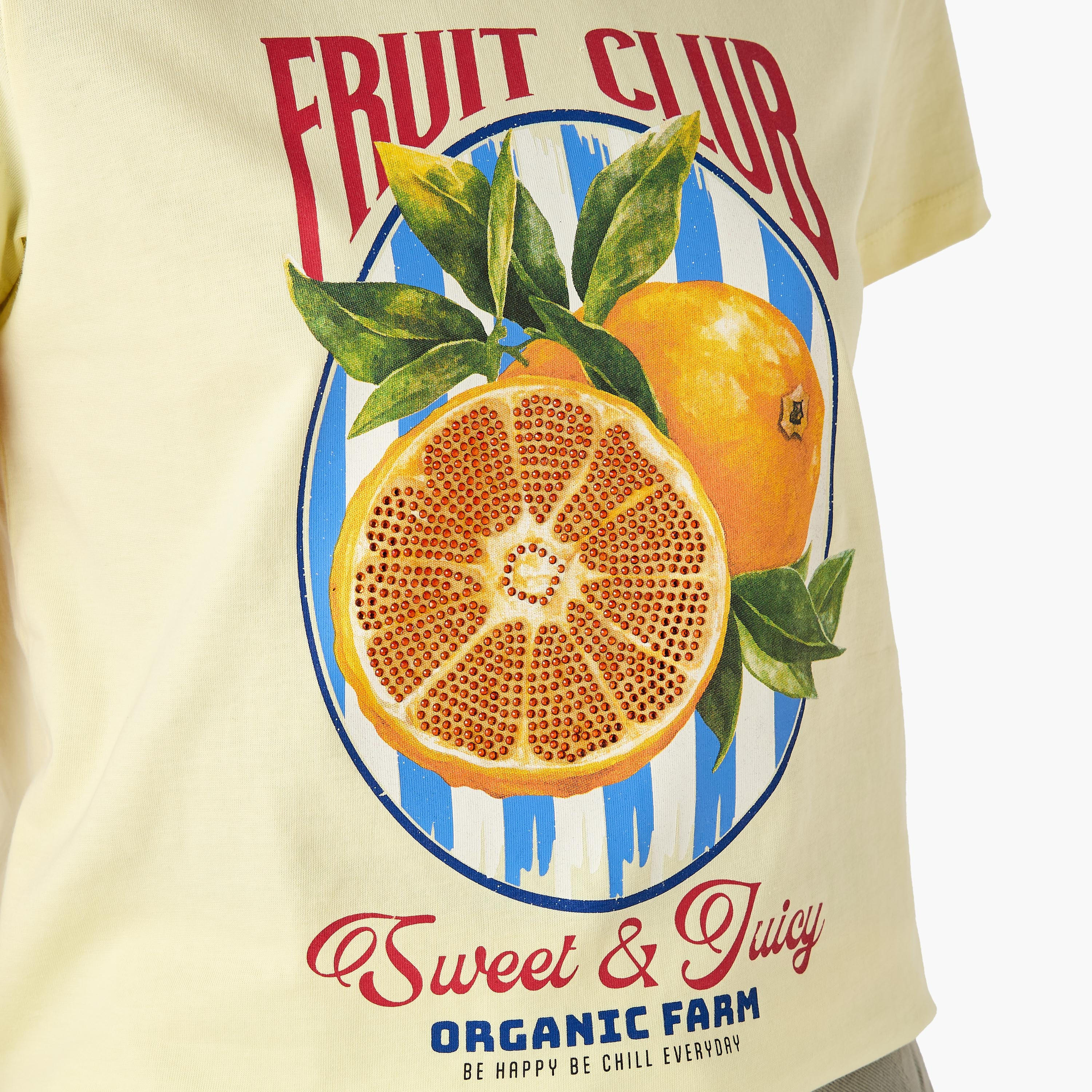 Regular Fit Cotton T-shirt with Typographic Print-women-clothing-tshirts-image-6