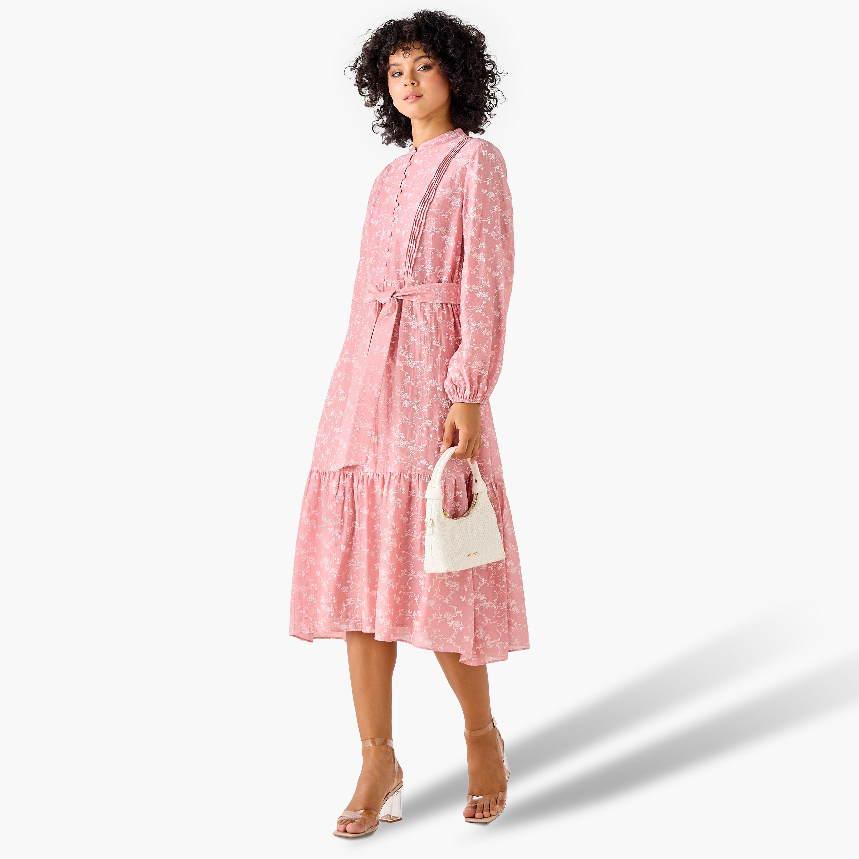 A-line Midi Dress with Tie-Up Belt-women-clothing-dresses-image-3