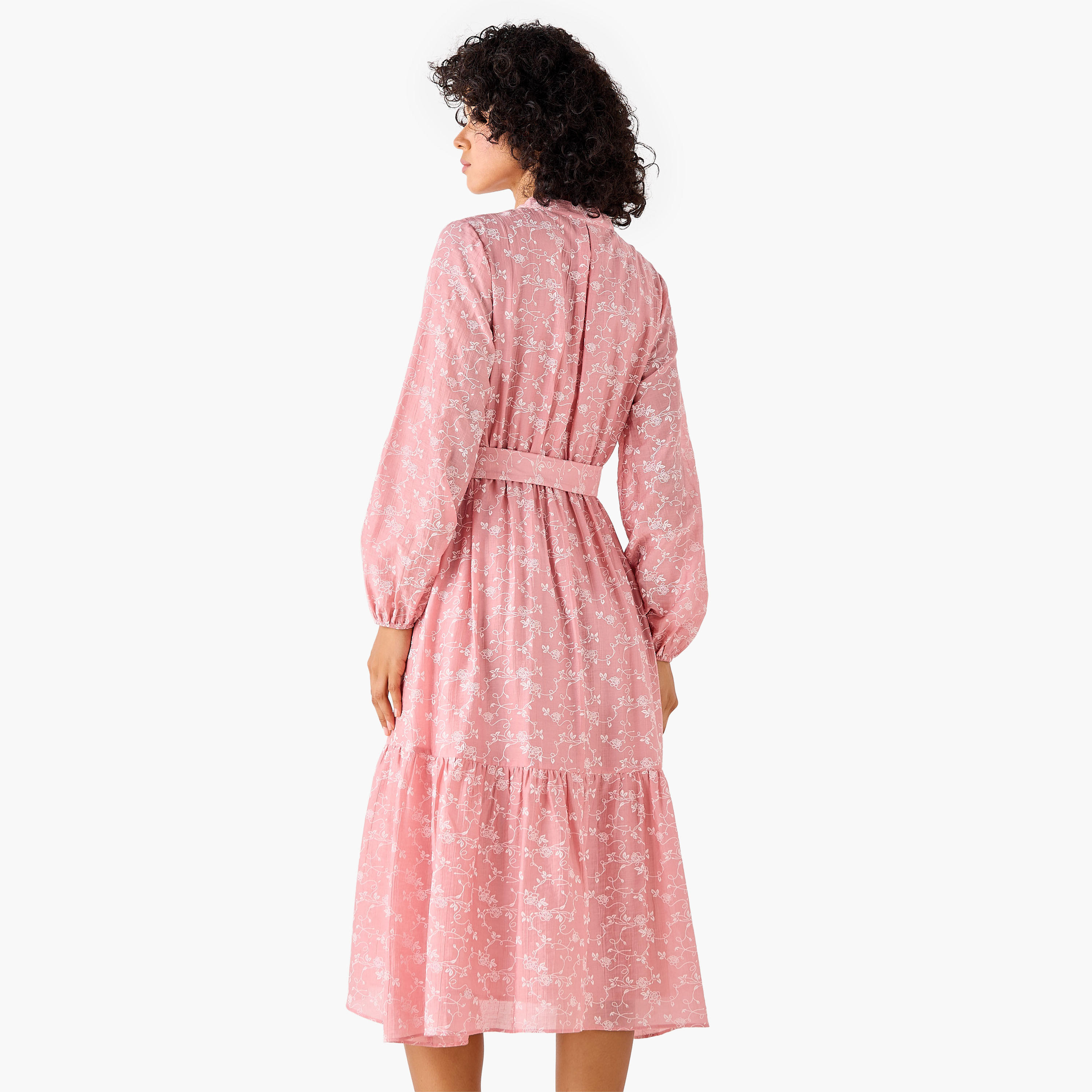 A-line Midi Dress with Tie-Up Belt-women-clothing-dresses-image-5