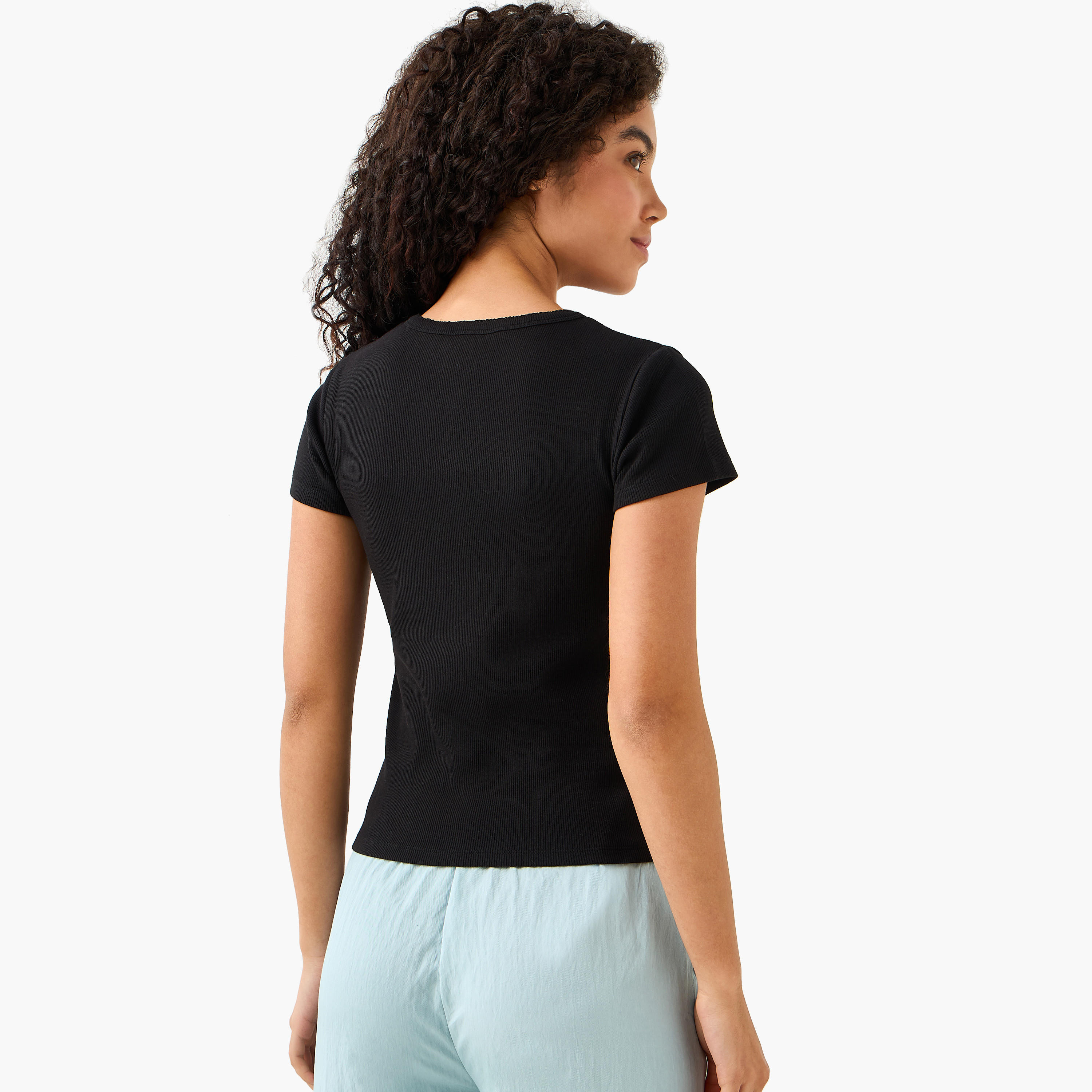 T-shirt with Ribbed Texture-women-clothing-tshirts-image-4
