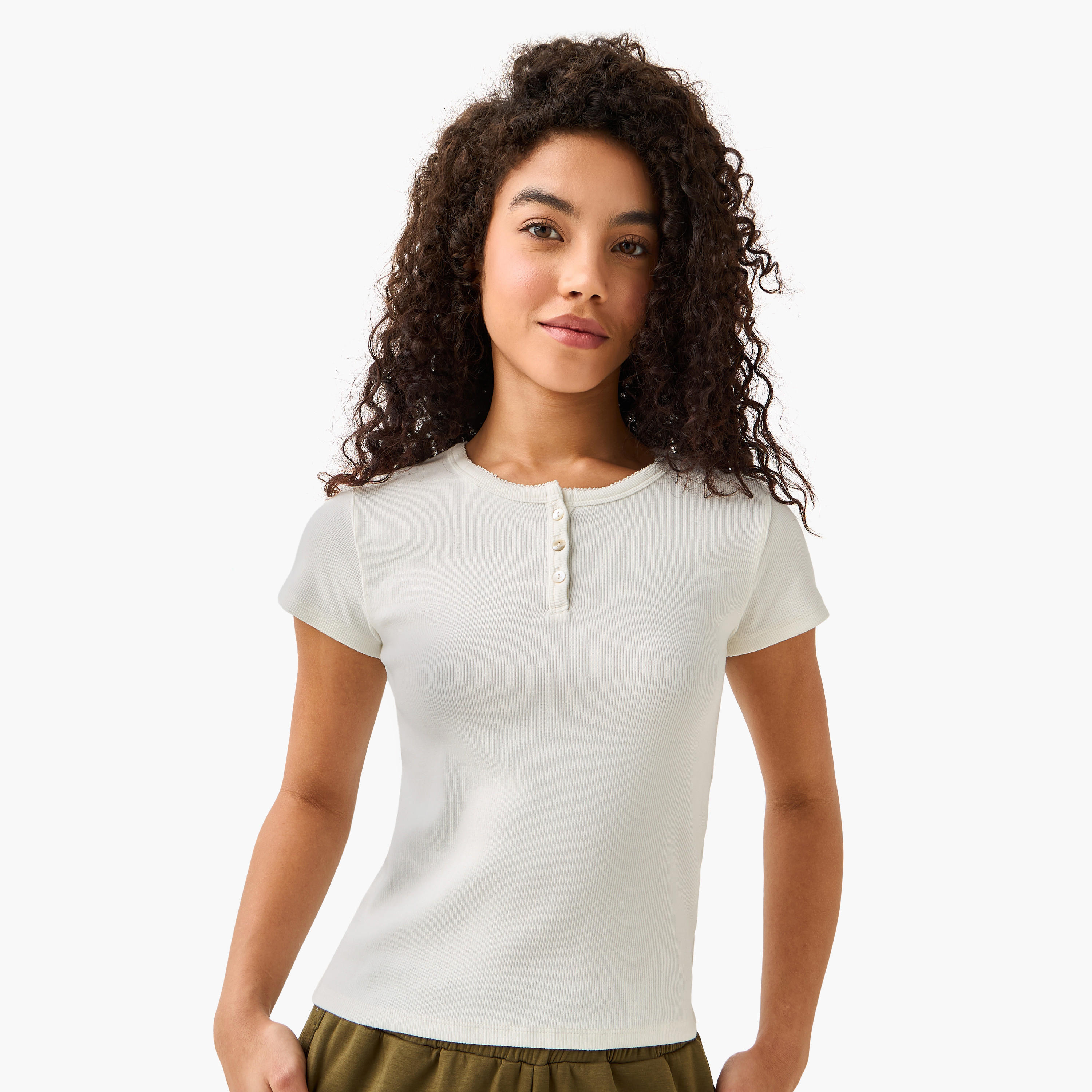 T-shirt with Ribbed Texture-women-clothing-tshirts-image-2