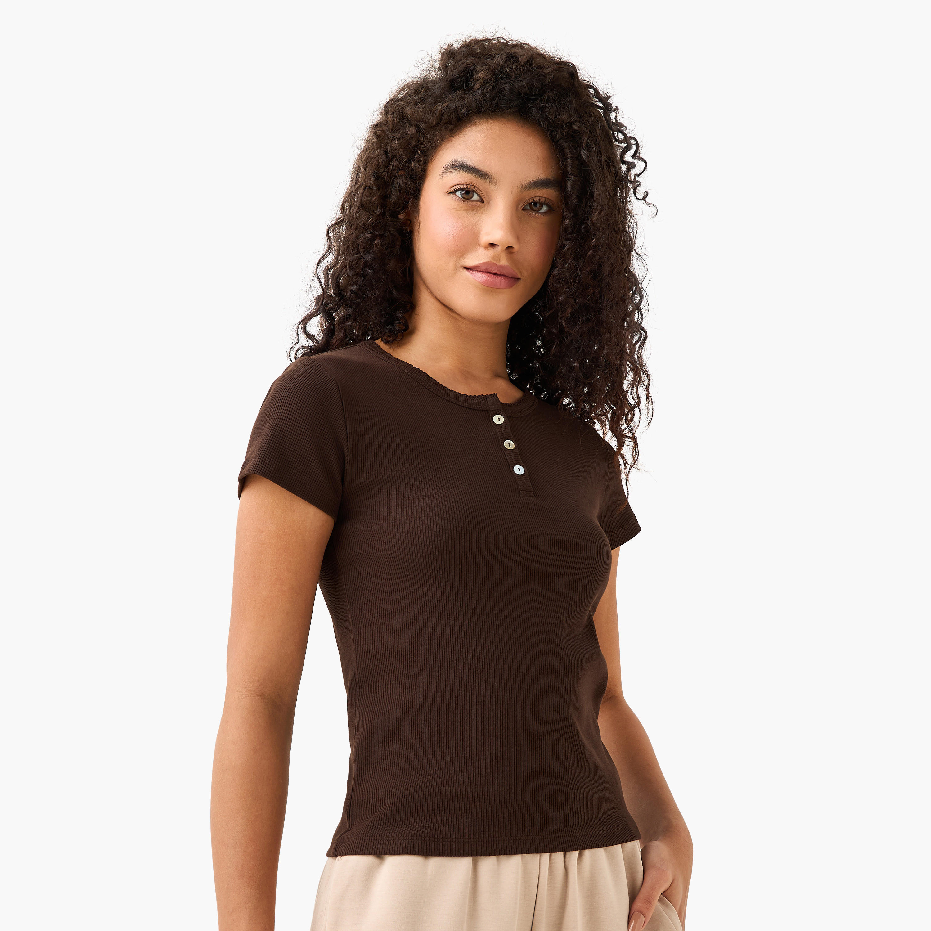 تيشيرت بملمس مضلع بارز-women-clothing-tshirts-image-2