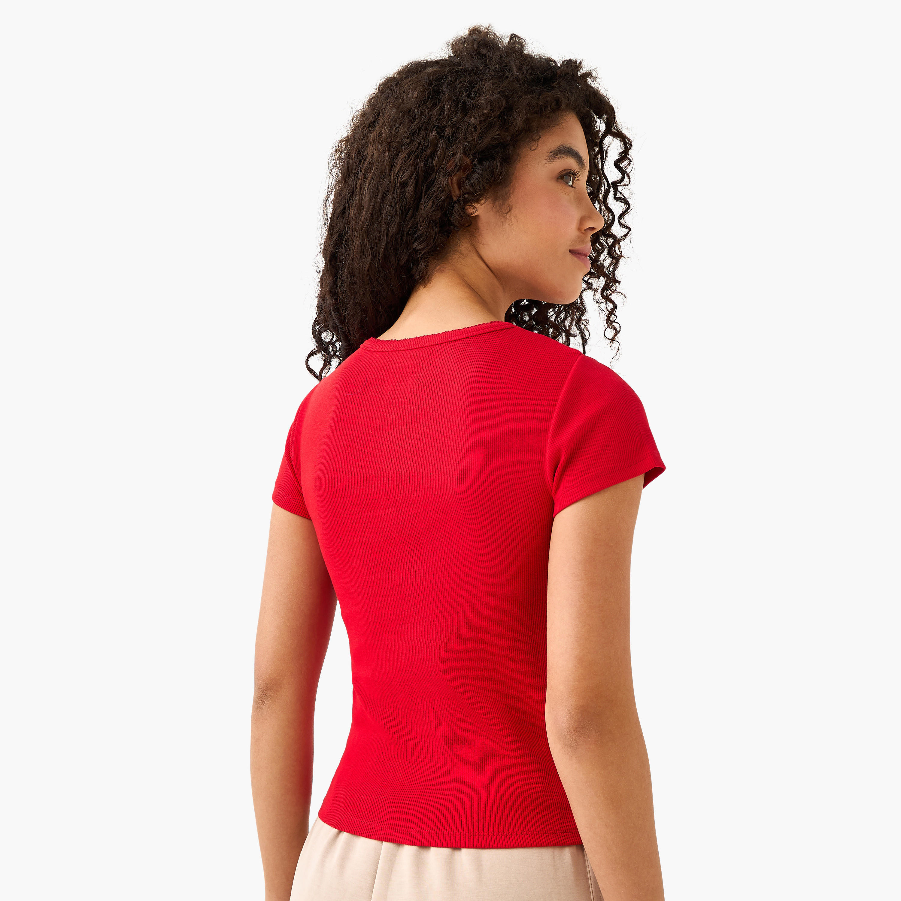 T-shirt with Ribbed Texture-women-clothing-tshirts-image-4