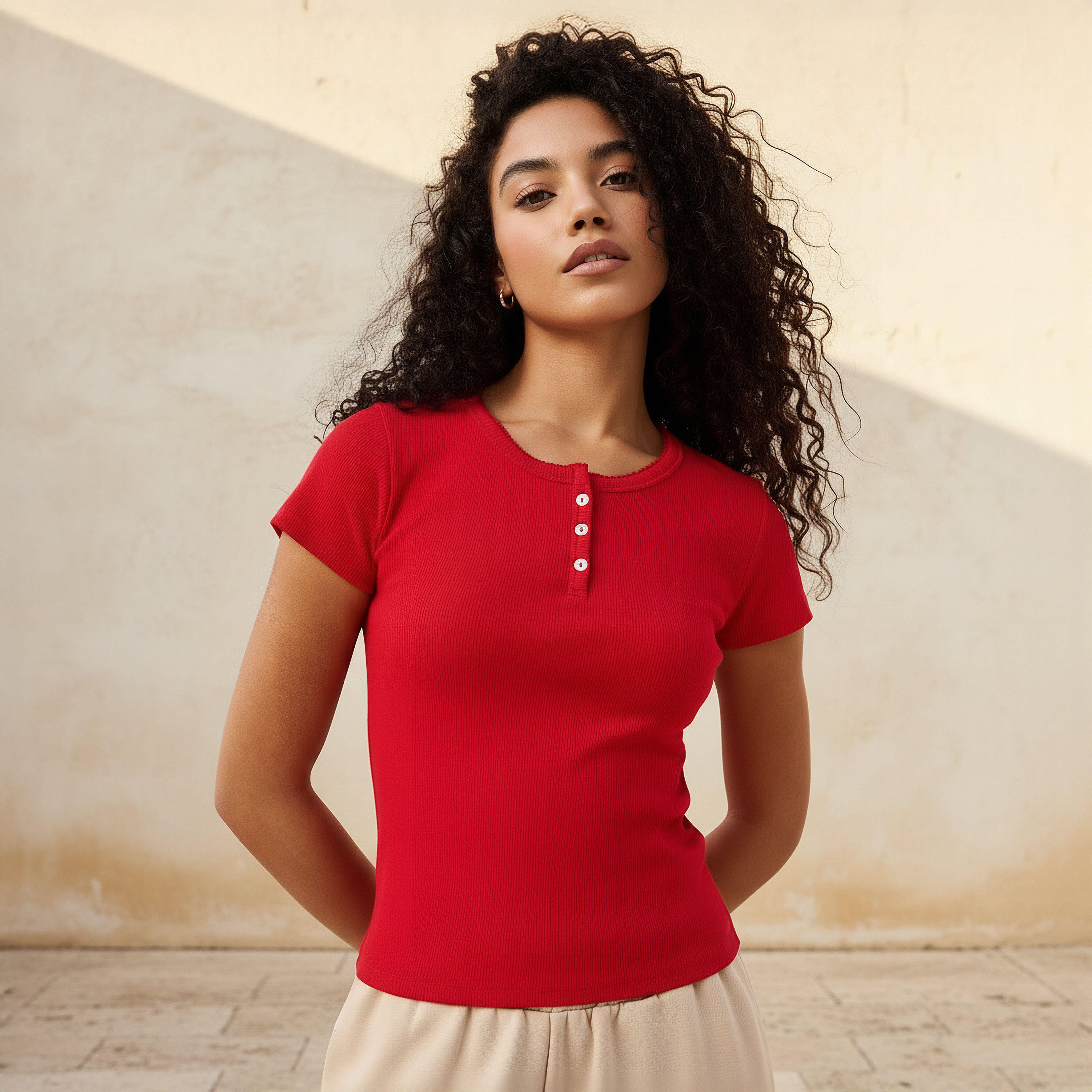 T-shirt with Ribbed Texture-women-clothing-tshirts-image-1