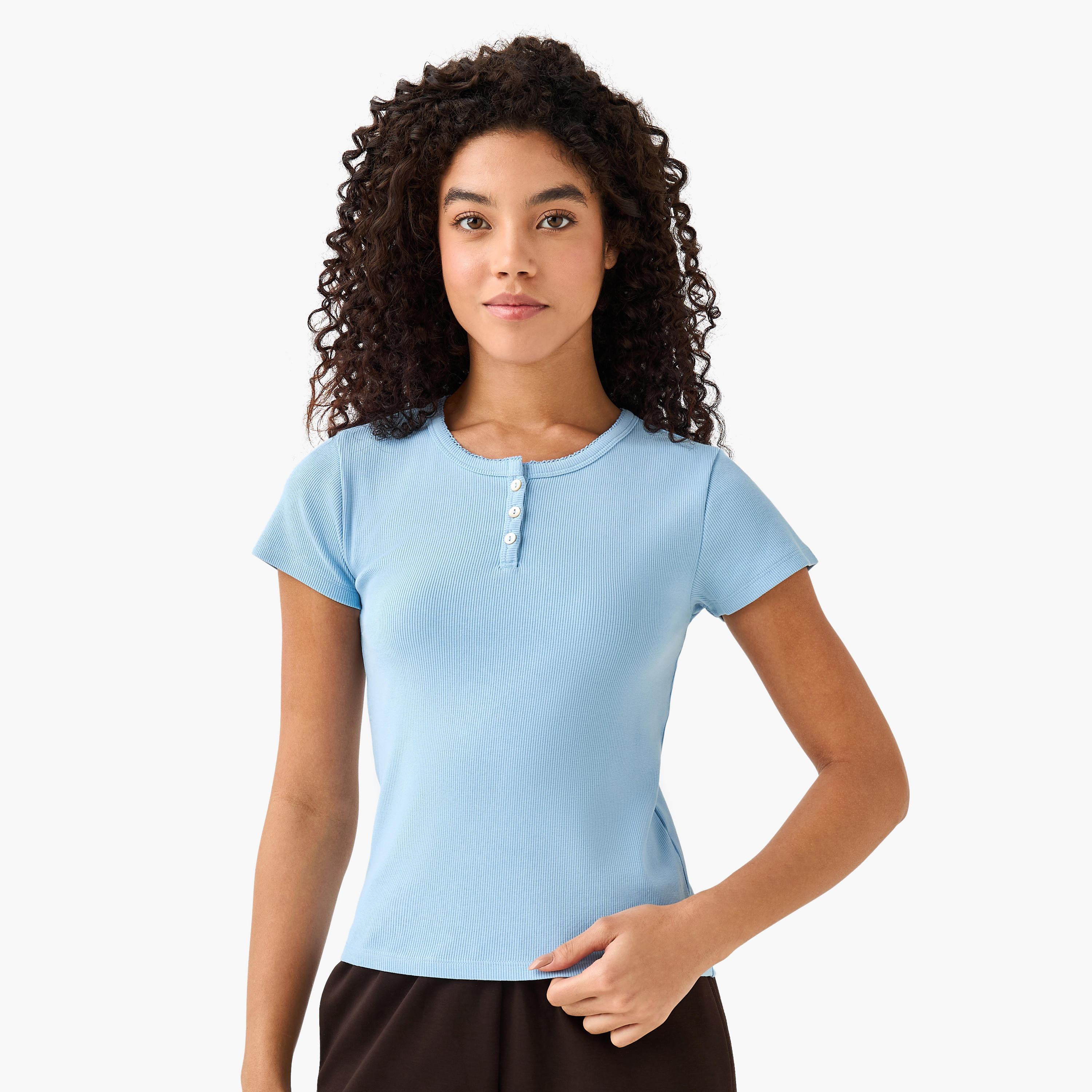 تيشيرت بملمس مضلع بارز-women-clothing-tshirts-image-2