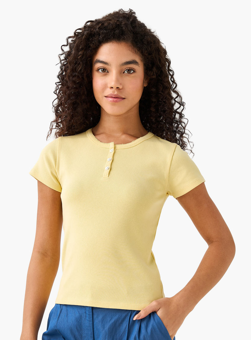 T-shirt with Ribbed Texture-women-clothing-tshirts-image-2