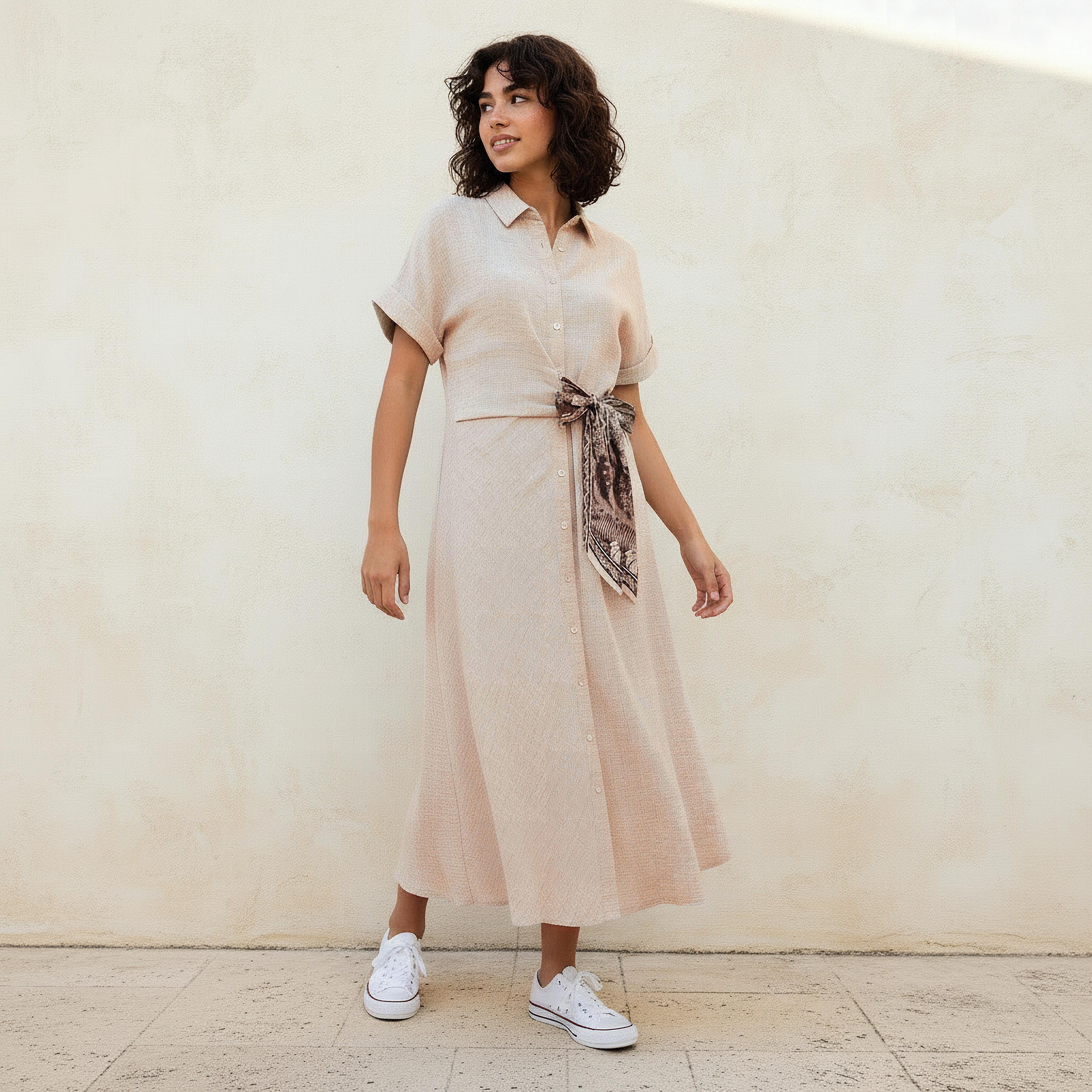 فستان قميص ميدي بأربطة-women-clothing-dresses-image-5