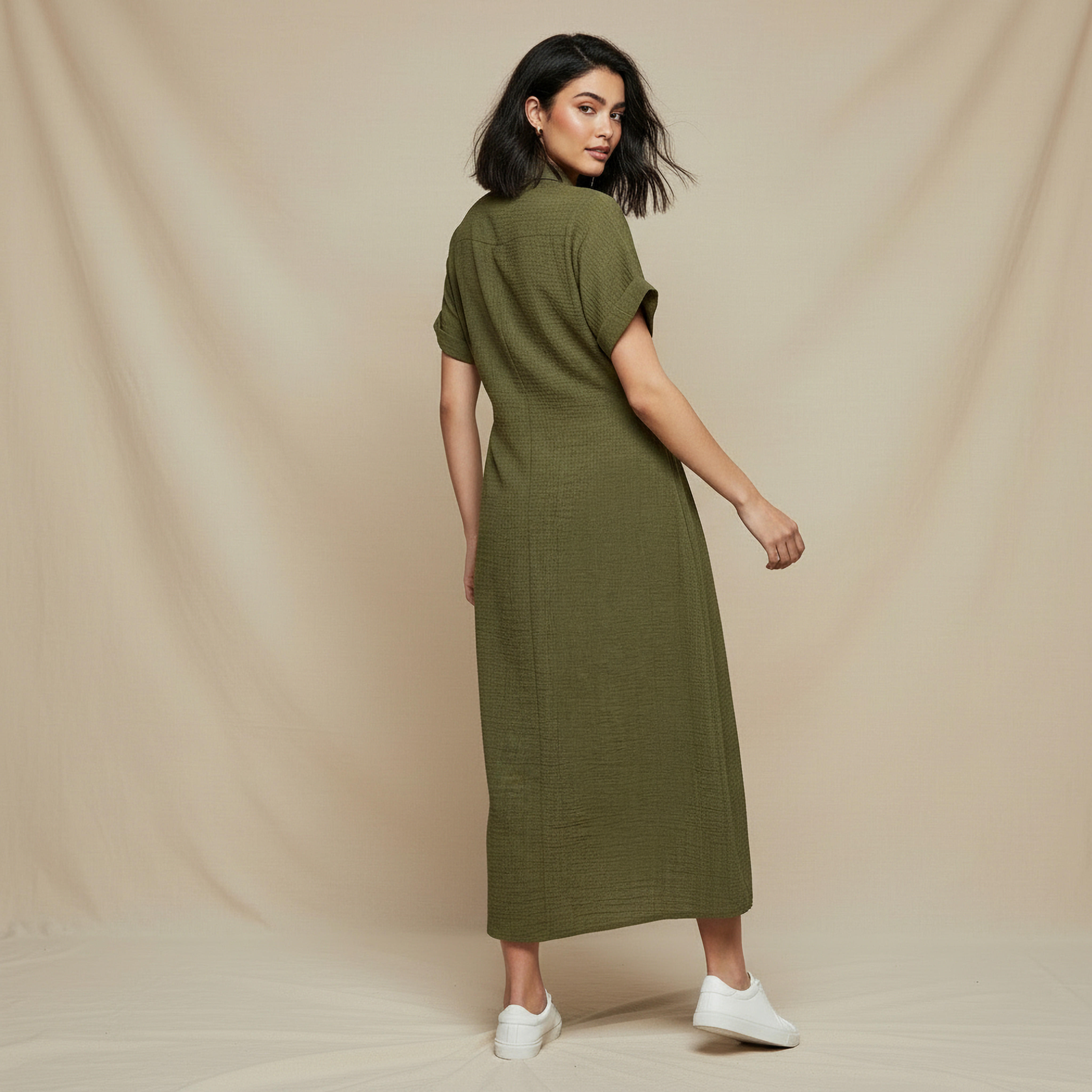 Midi Shirt Dress with Tie-Ups-women-clothing-dresses-image-4