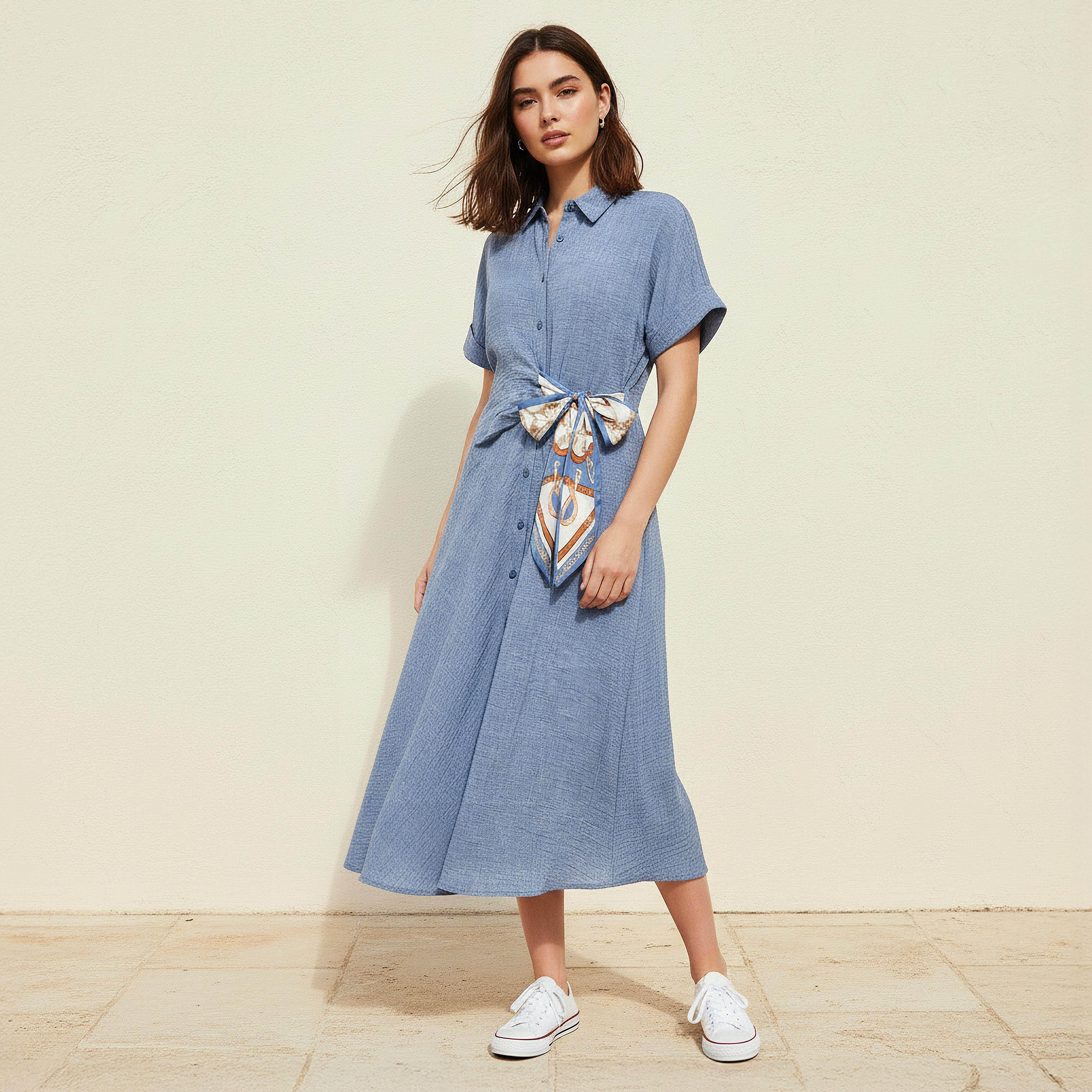 فستان قميص ميدي بأربطة-women-clothing-dresses-image-5