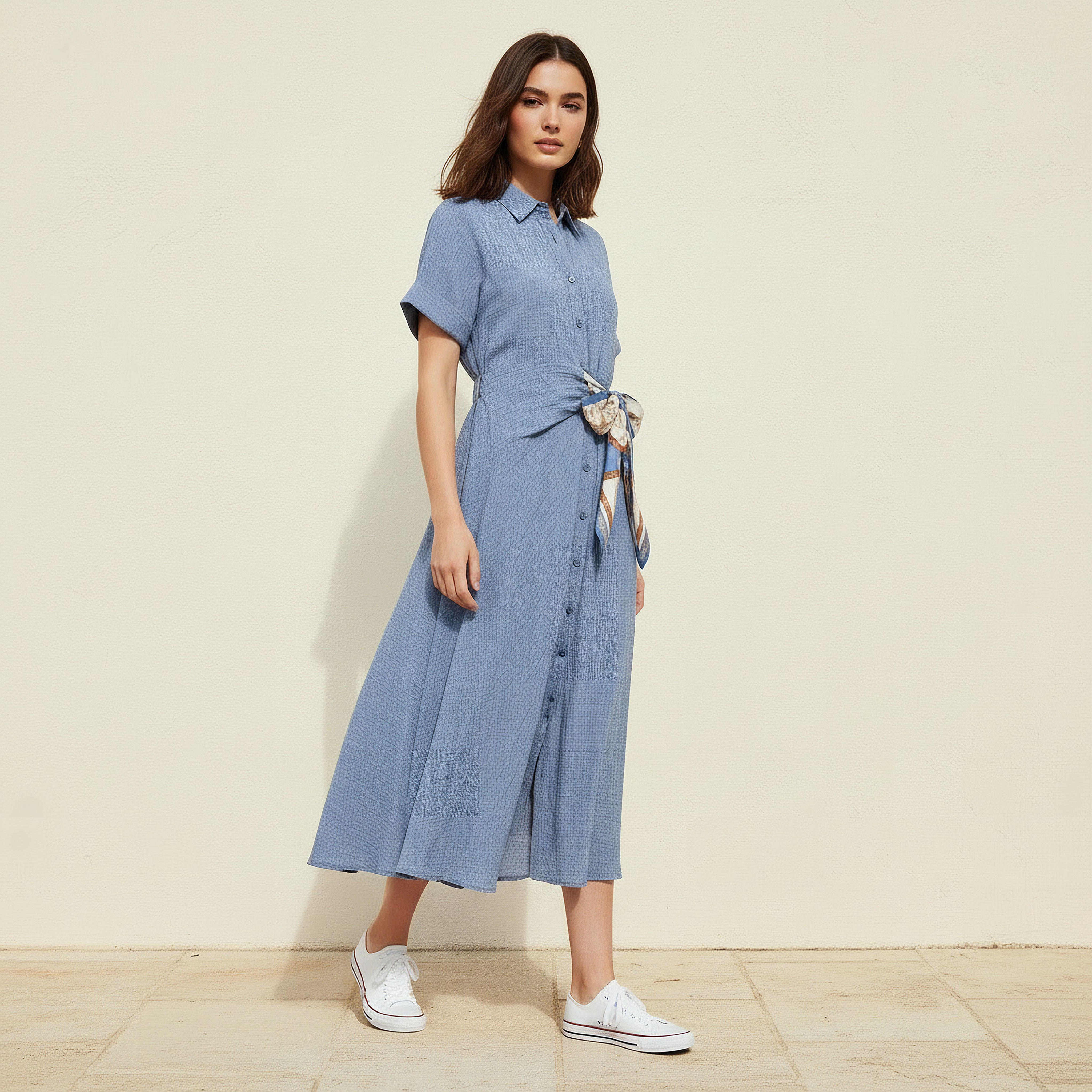 فستان قميص ميدي بأربطة-women-clothing-dresses-image-3