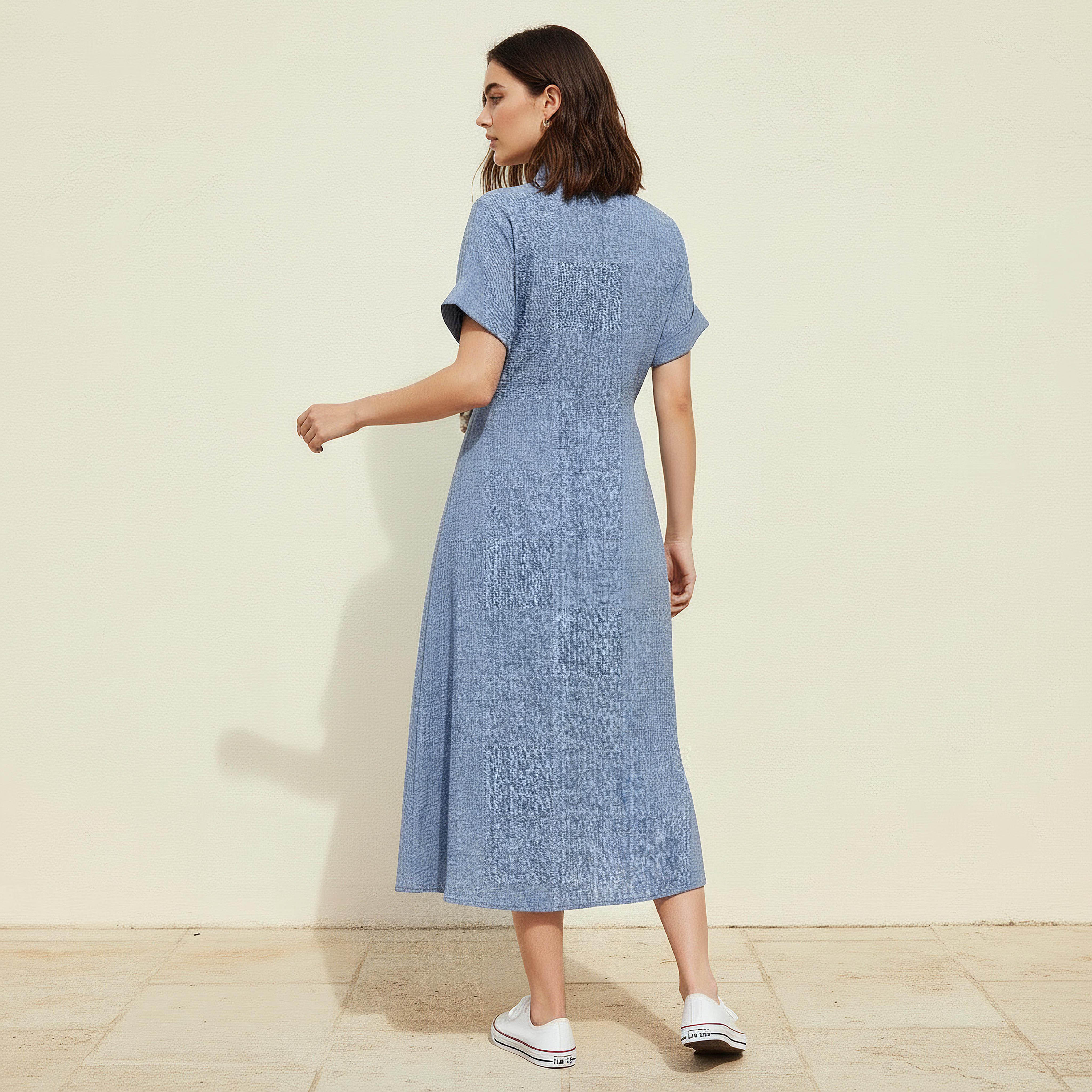 فستان قميص ميدي بأربطة-women-clothing-dresses-image-2