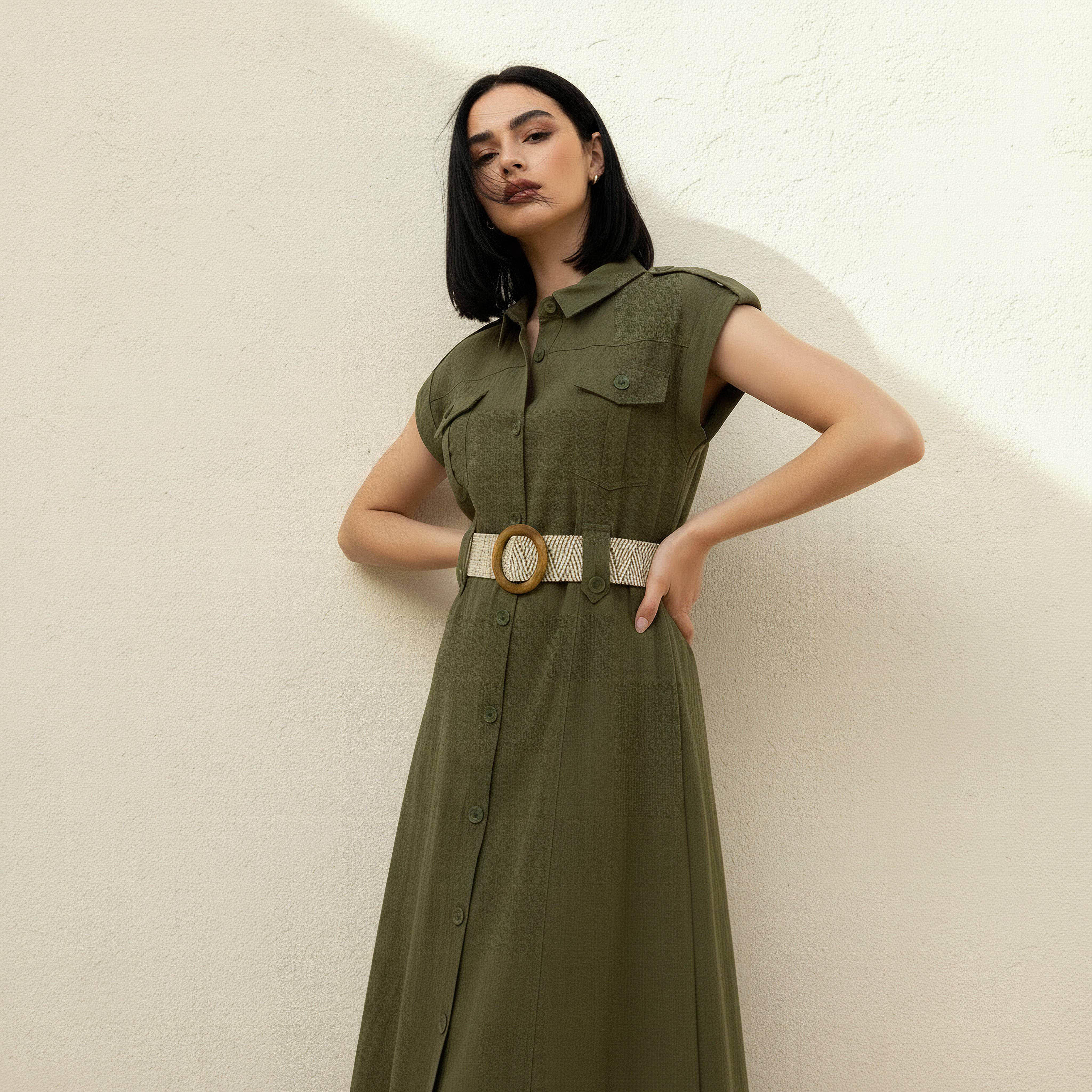 Midi Shirt Dress with Belt-women-clothing-dresses-image-3