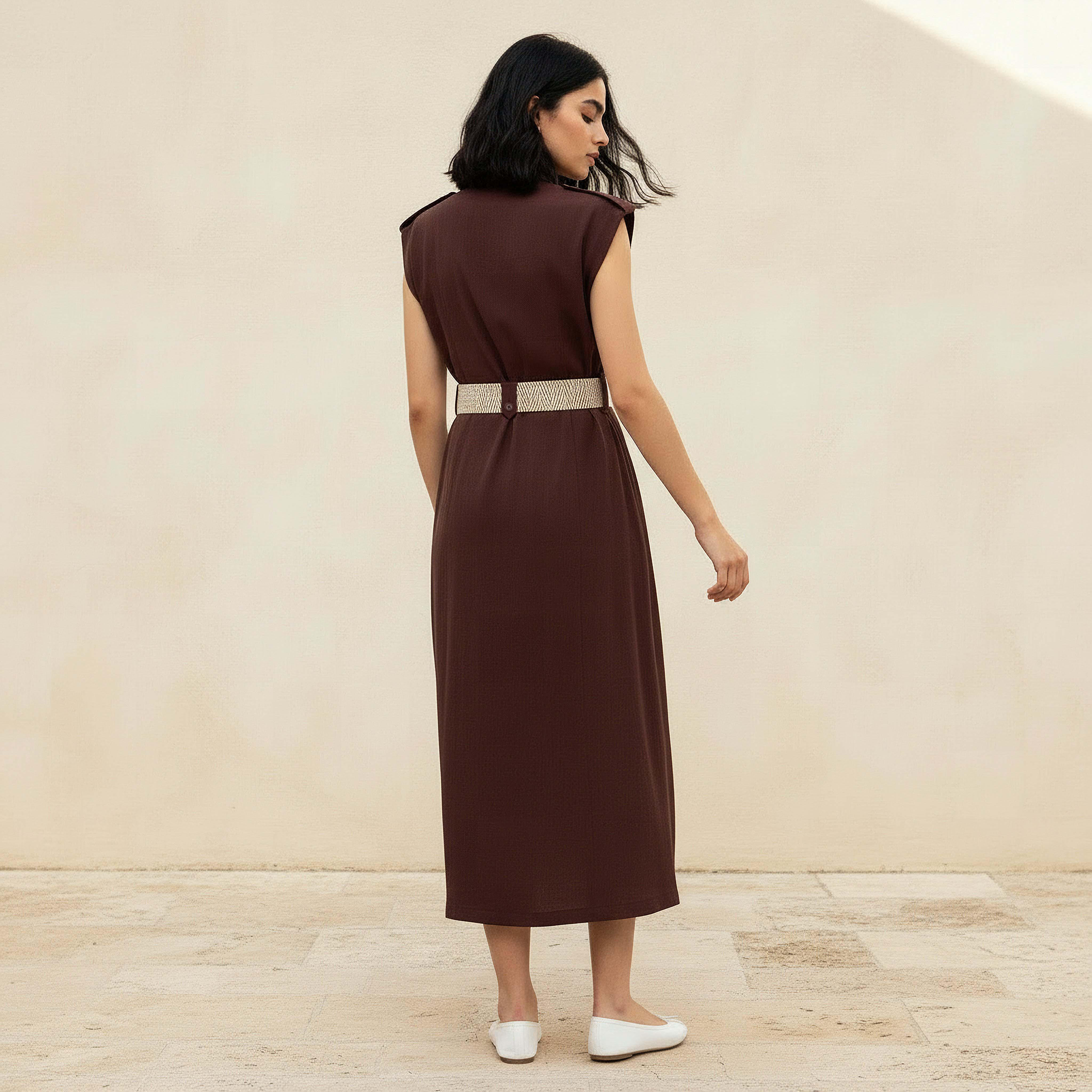 Midi Shirt Dress with Belt-women-clothing-dresses-image-4