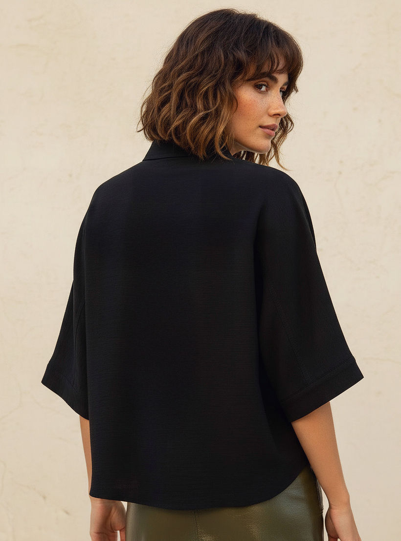 قميص بقصة مريحة من مزيج الكتان بأكمام منسدلة-women-clothing-shirtsandblouses-shirts-image-4