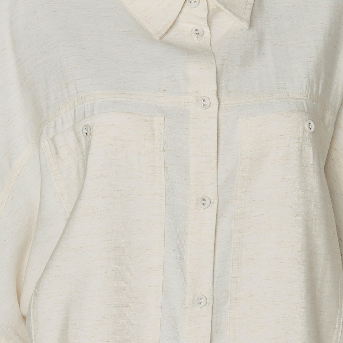 Relaxed Fit Linen Blend Shirt with Dropped Sleeves-women-clothing-shirtsandblouses-shirts-image-2