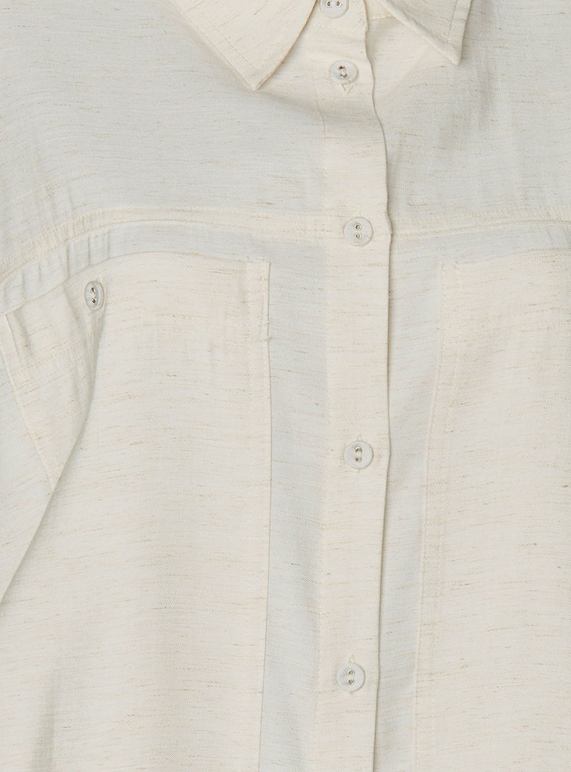 Relaxed Fit Linen Blend Shirt with Dropped Sleeves-women-clothing-shirtsandblouses-shirts-image-2