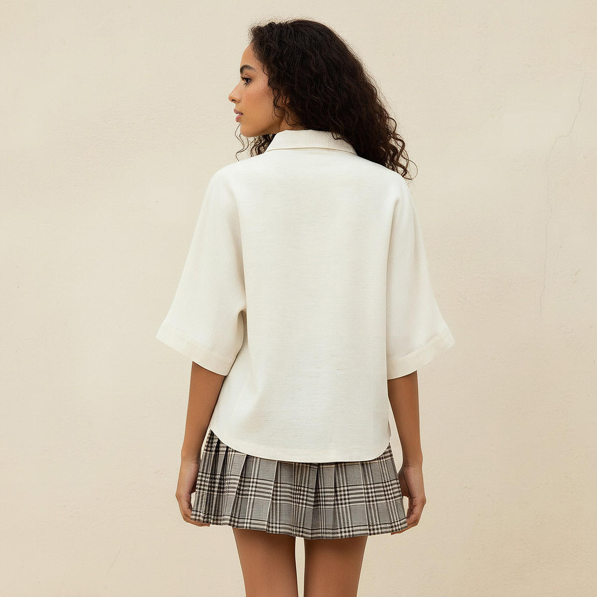 Relaxed Fit Linen Blend Shirt with Dropped Sleeves-women-clothing-shirtsandblouses-shirts-image-4