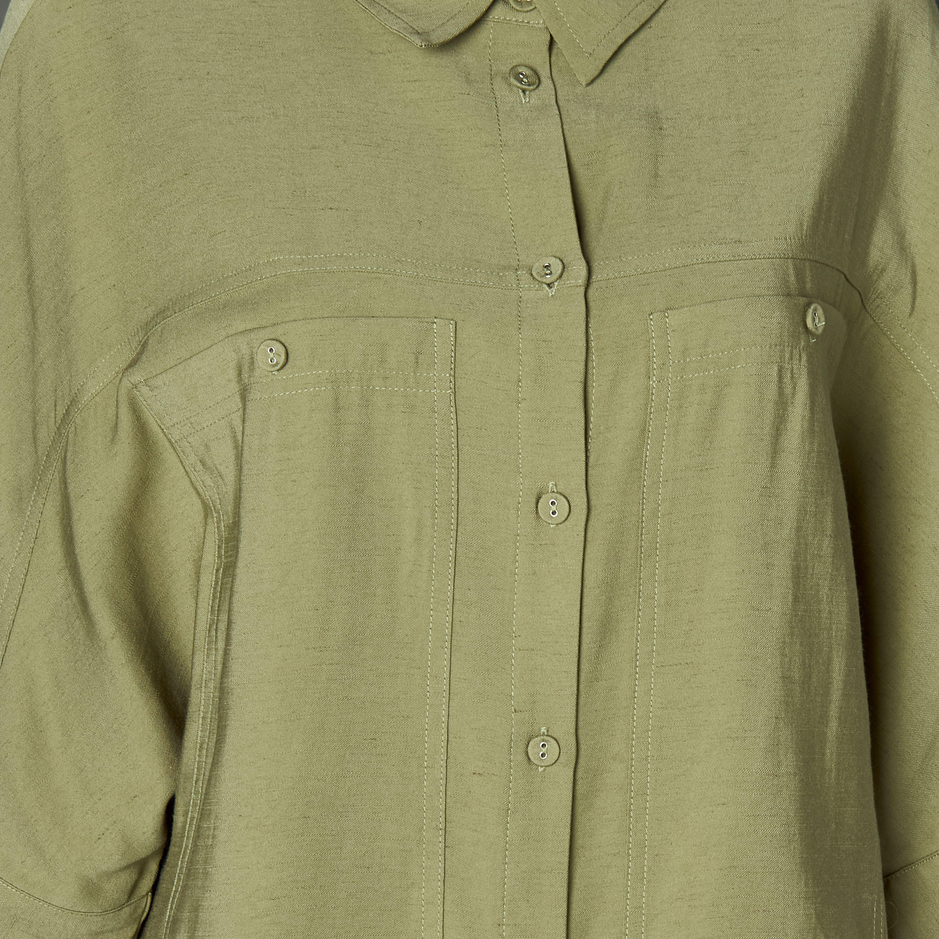 Relaxed Fit Linen Blend Shirt with Dropped Sleeves-women-clothing-shirtsandblouses-shirts-image-2