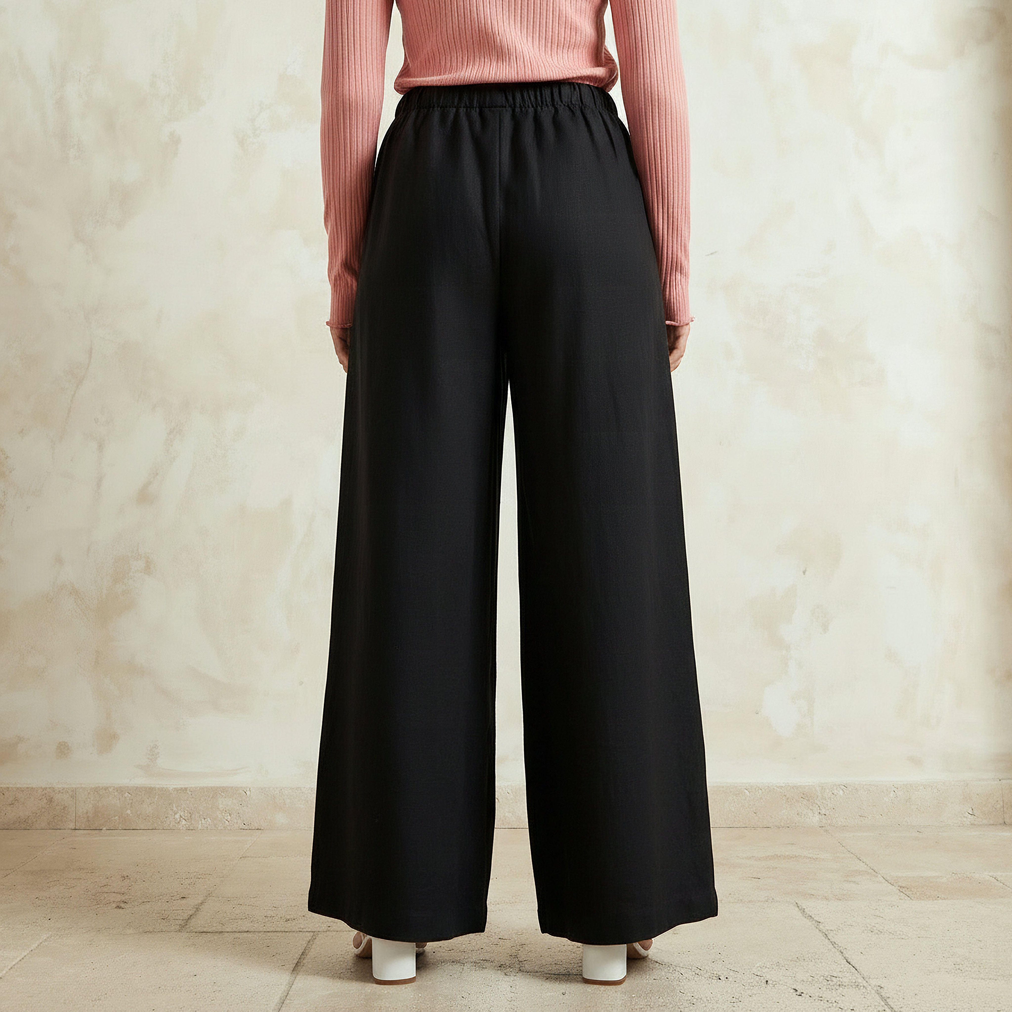 Regular Fit Mid Rise Wide Leg Linen Blend Pants-women-clothing-coordsets-image-4