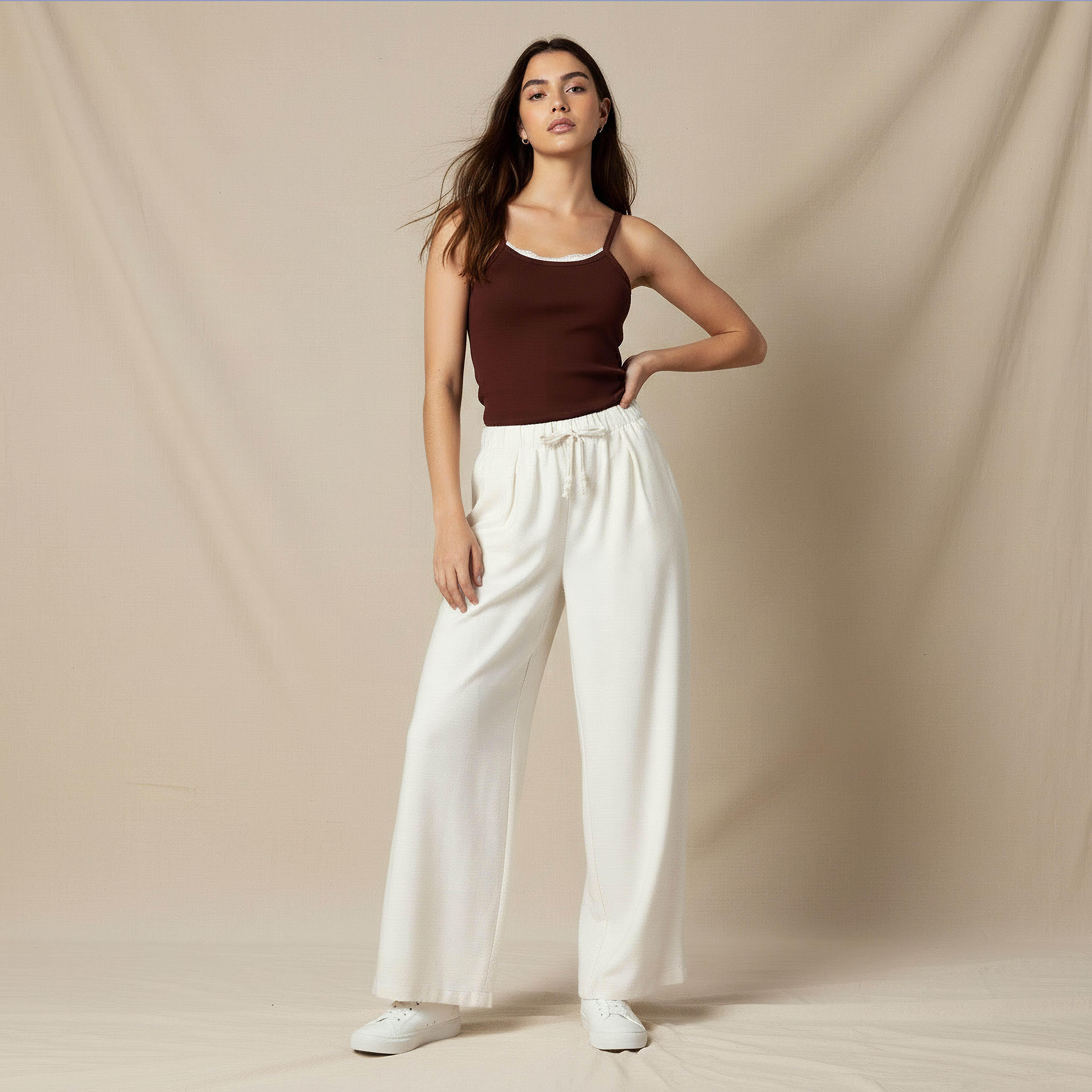 Regular Fit Mid Rise Wide Leg Linen Blend Pants-women-clothing-coordsets-image-3