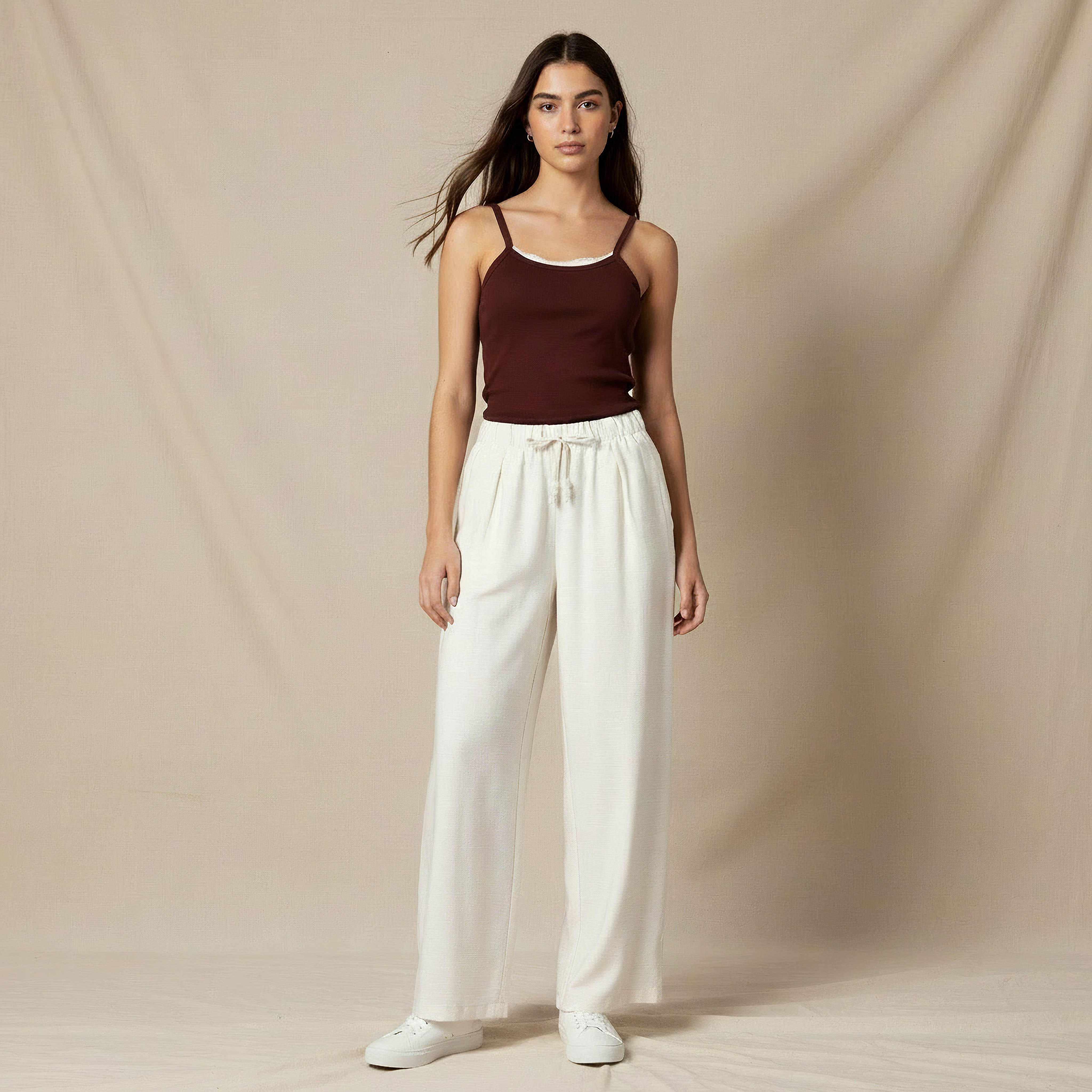 Regular Fit Mid Rise Wide Leg Linen Blend Pants-women-clothing-coordsets-image-6