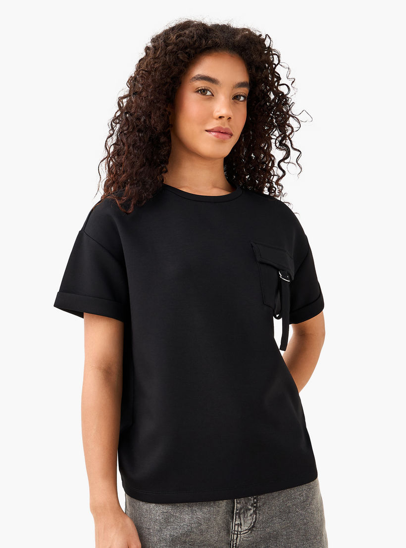 Boxy Modal Blend T-shirt with Utility Pocket-women-clothing-coordsets-image-2